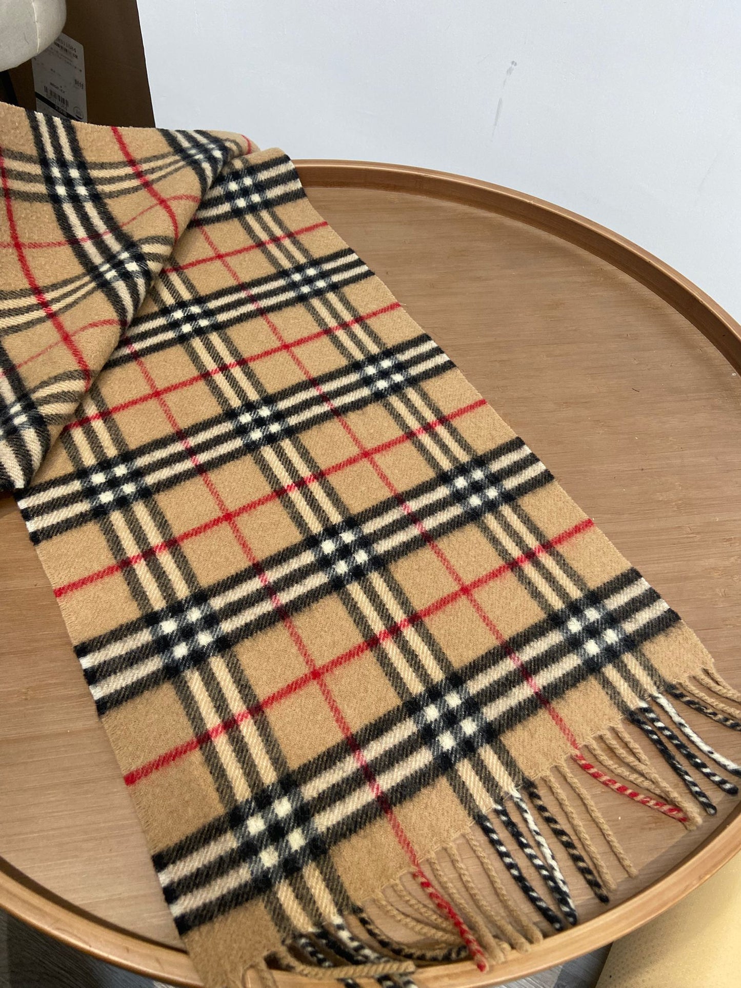 Burberry 啡色 格仔羊毛頸巾