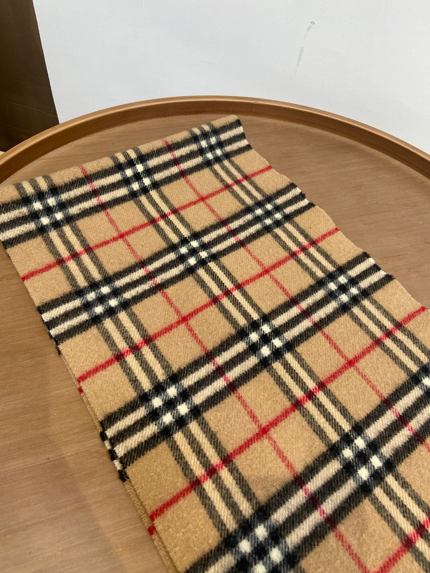 Burberry 啡色 格仔羊毛頸巾