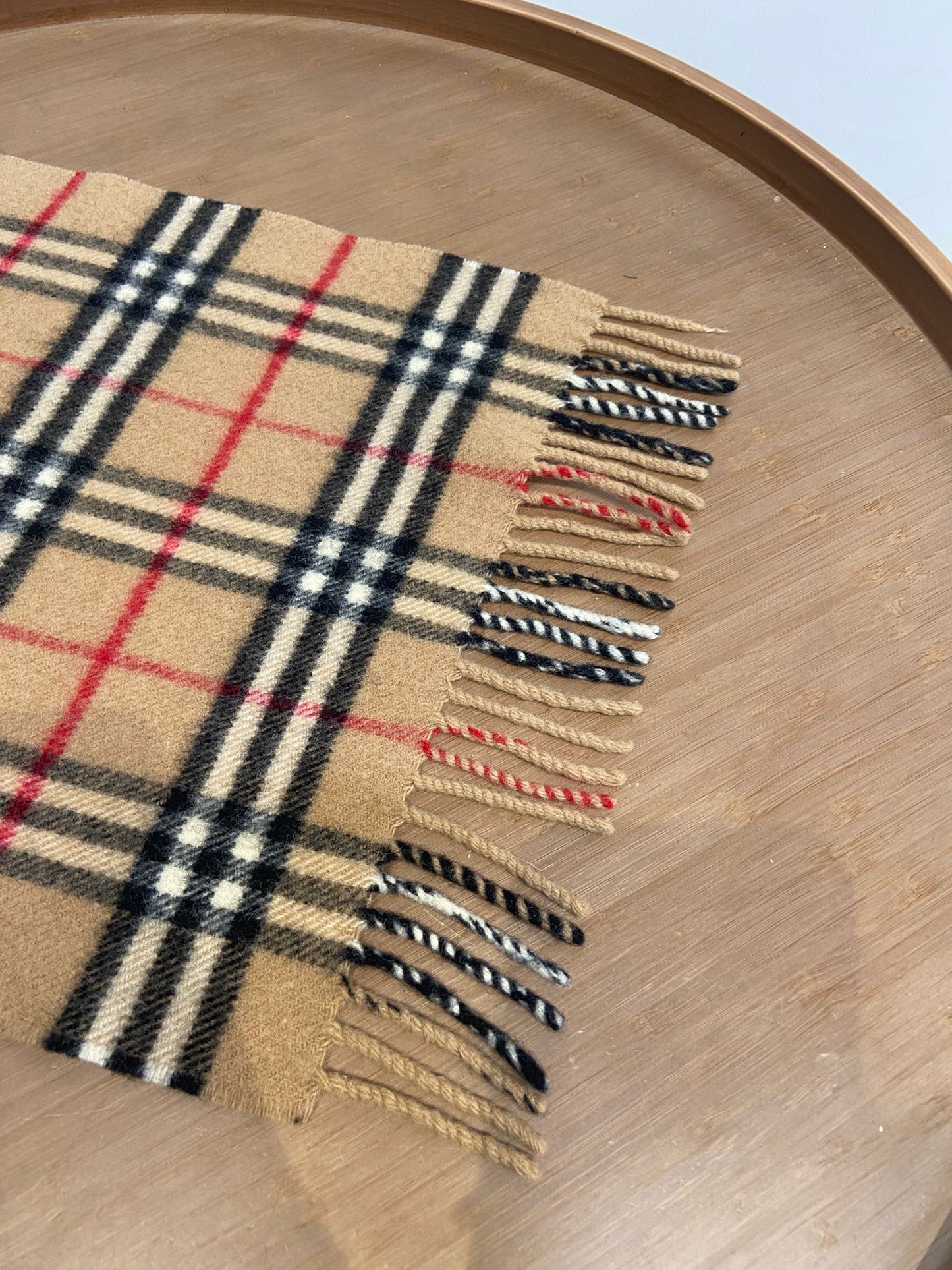 Burberry 啡色 格仔羊毛頸巾