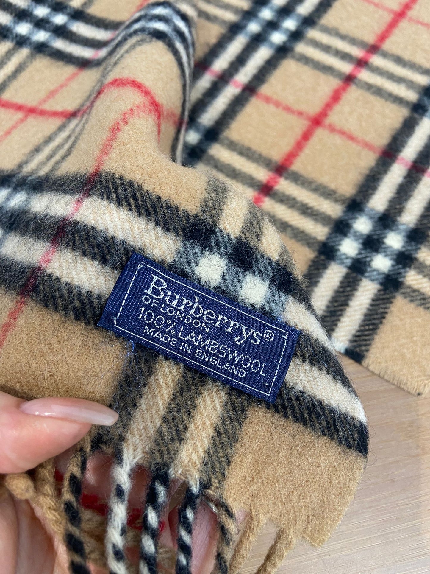 Burberry 啡色 格仔羊毛頸巾