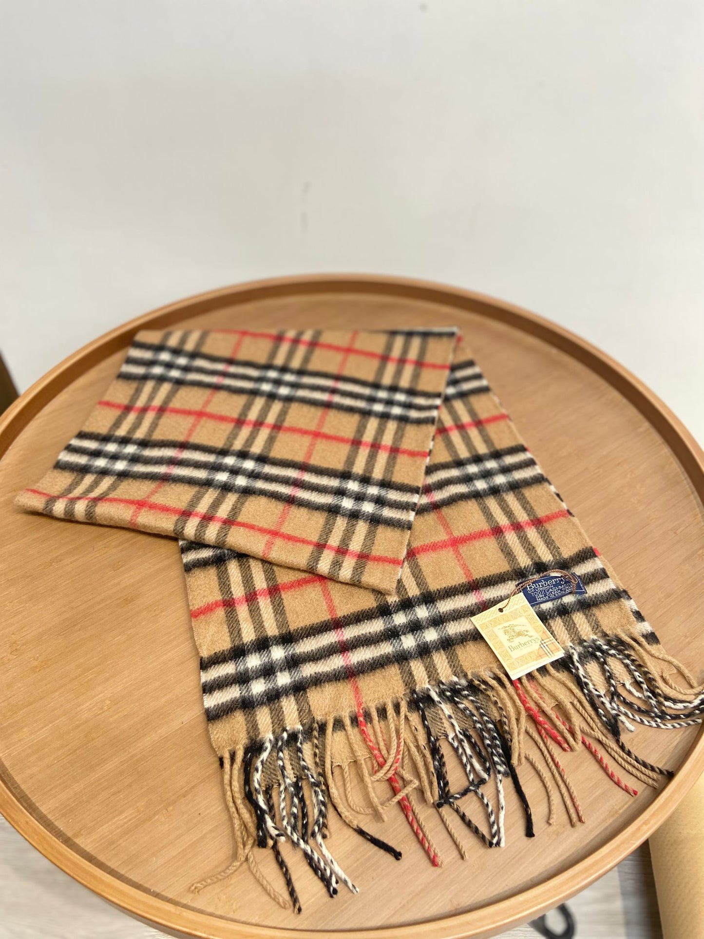 Burberry 啡色 格仔羊絨頸巾