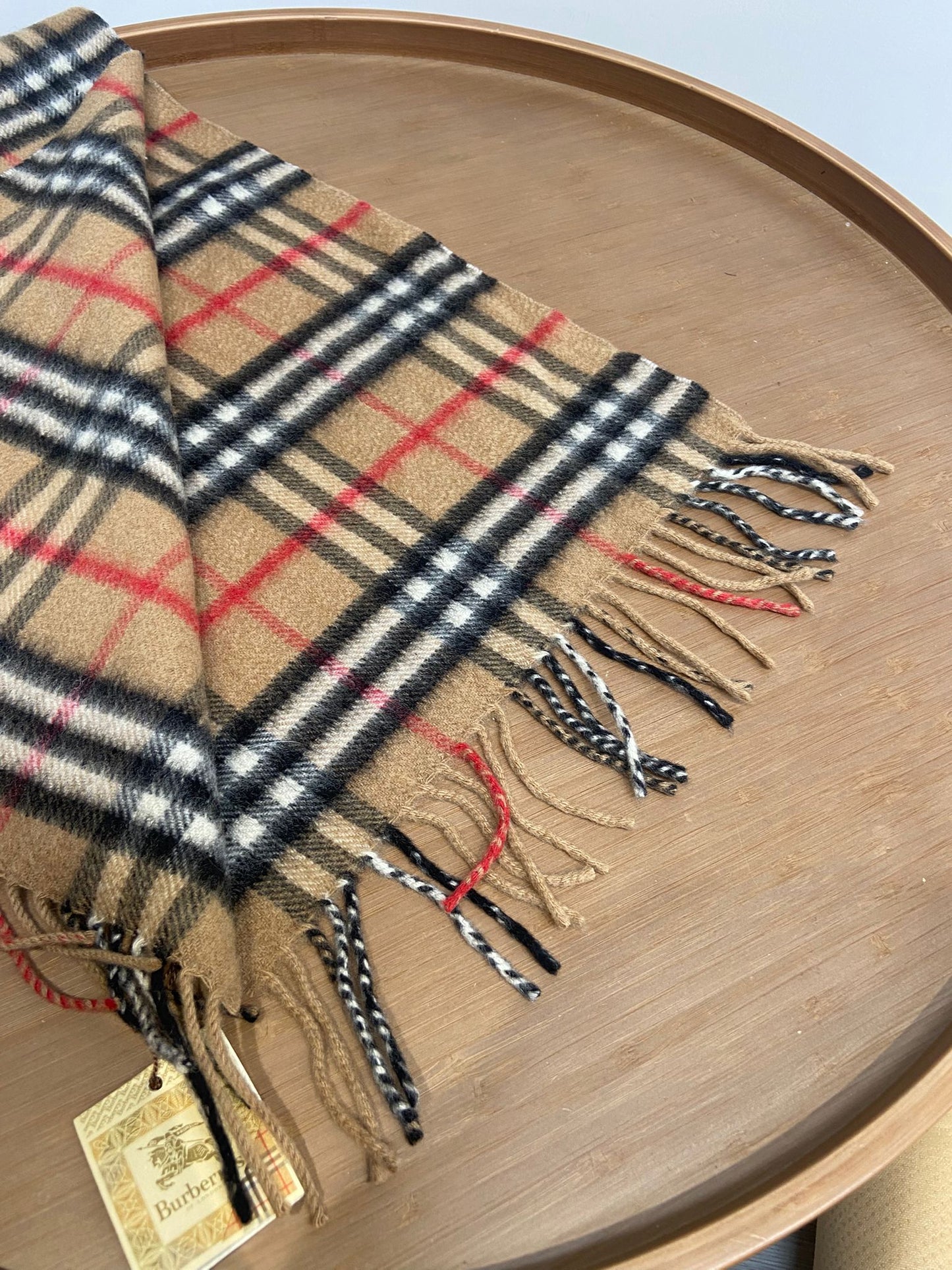 Burberry 啡色 格仔羊絨頸巾