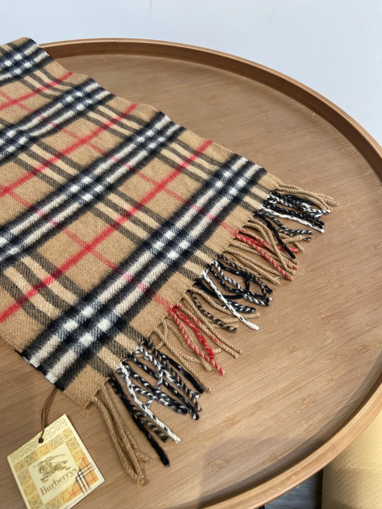 Burberry 啡色 格仔羊絨頸巾