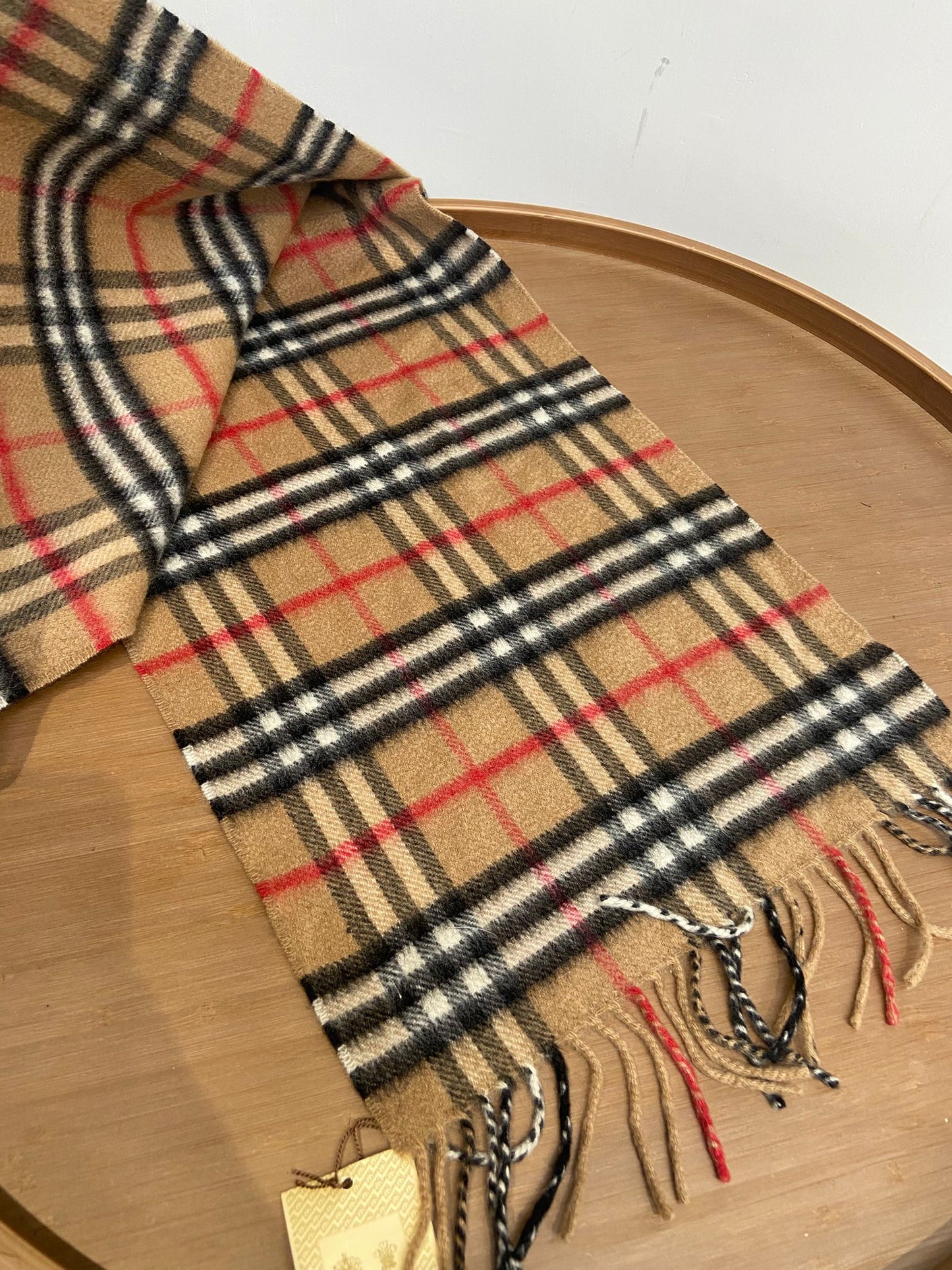 Burberry 啡色 格仔羊絨頸巾