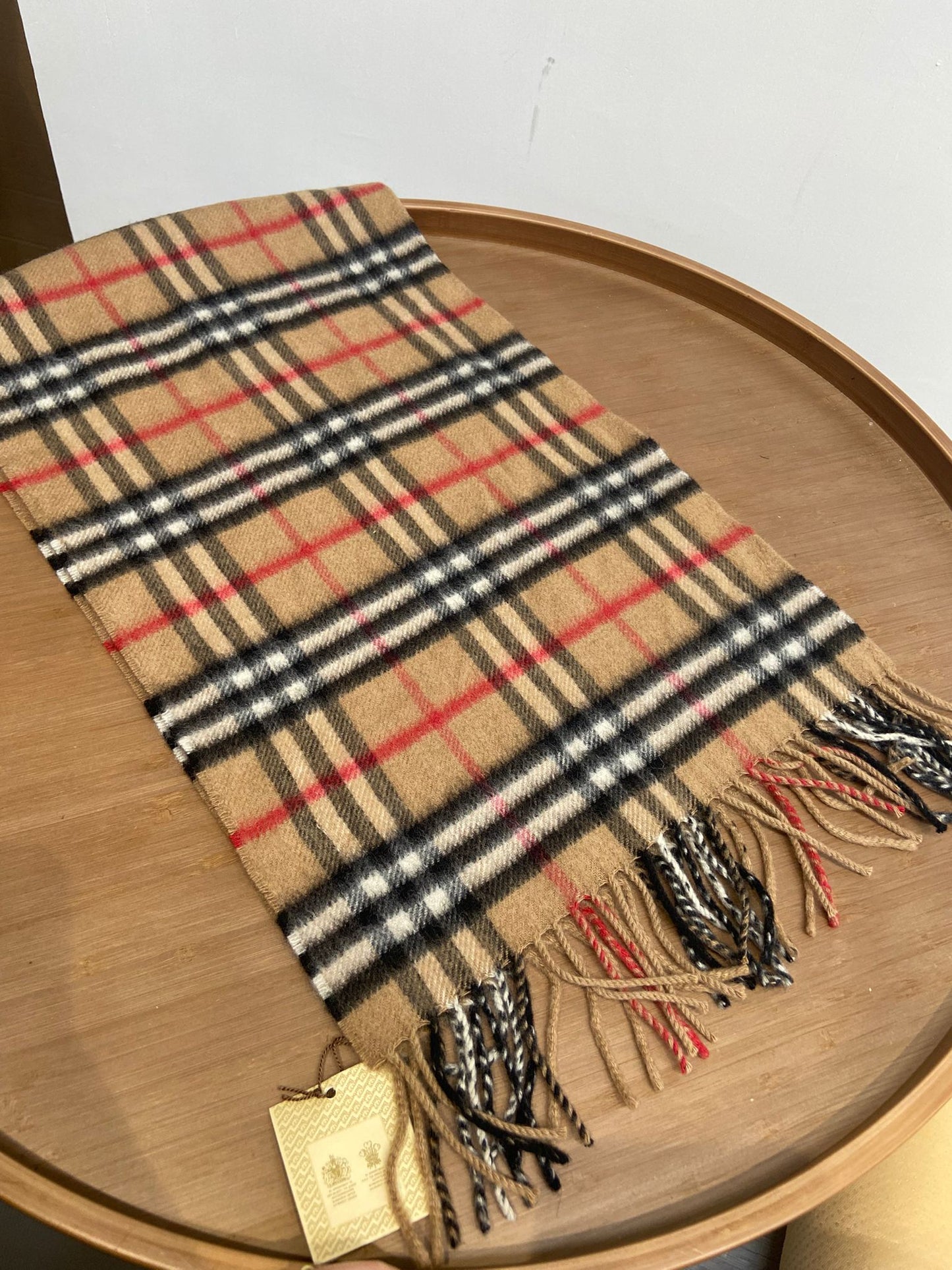 Burberry 啡色 格仔羊絨頸巾