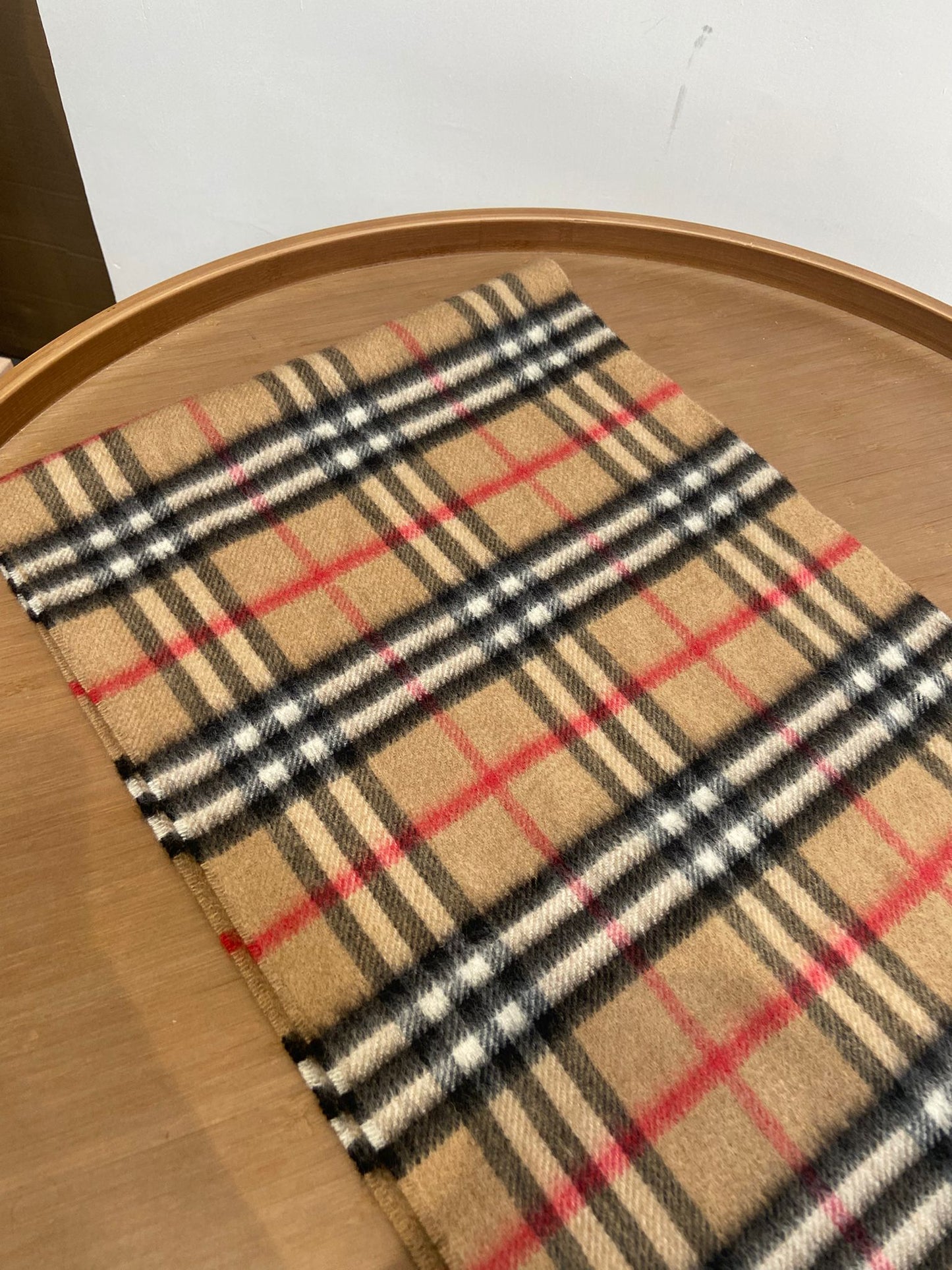 Burberry 啡色 格仔羊絨頸巾