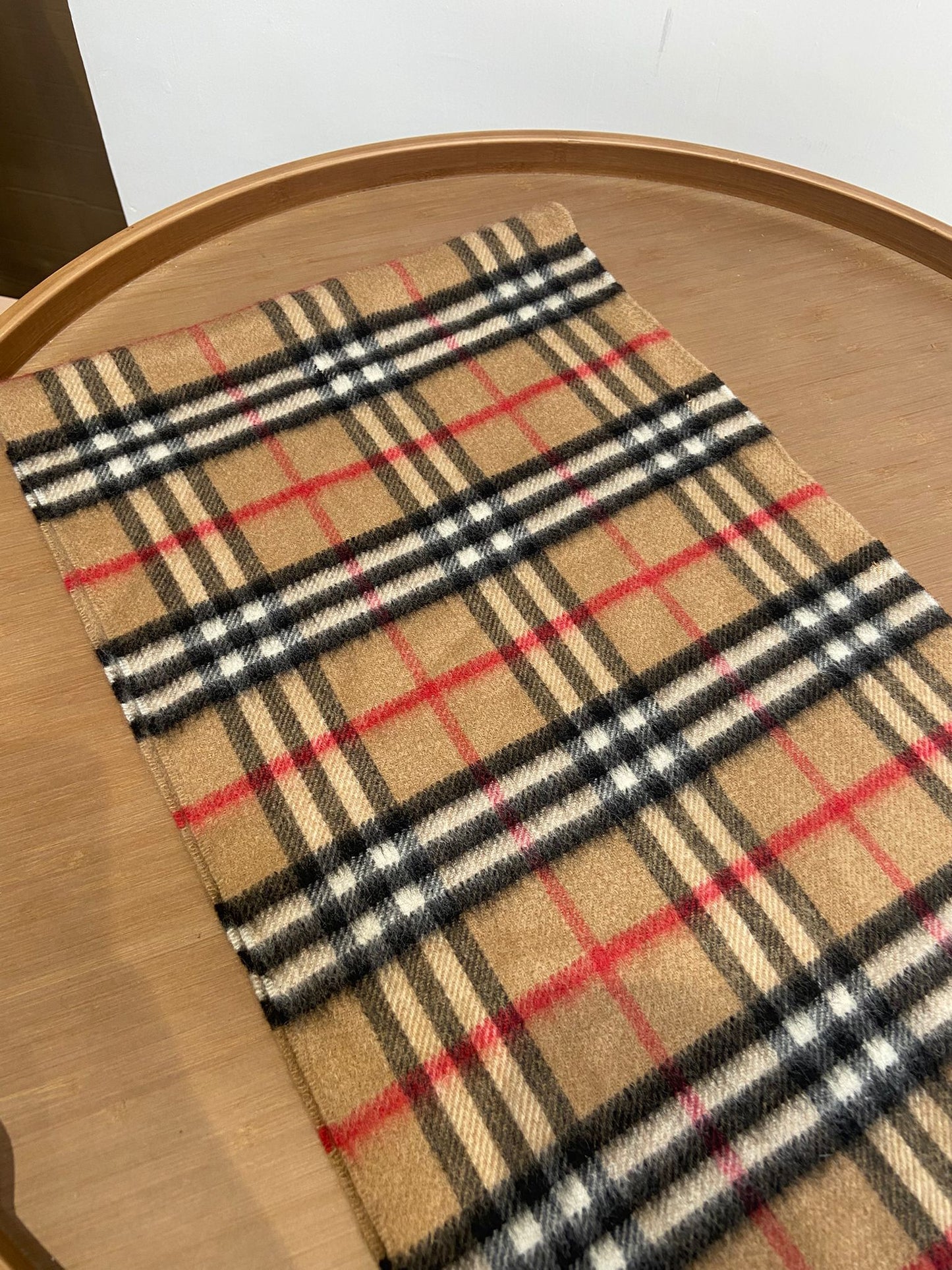 Burberry 啡色 格仔羊絨頸巾