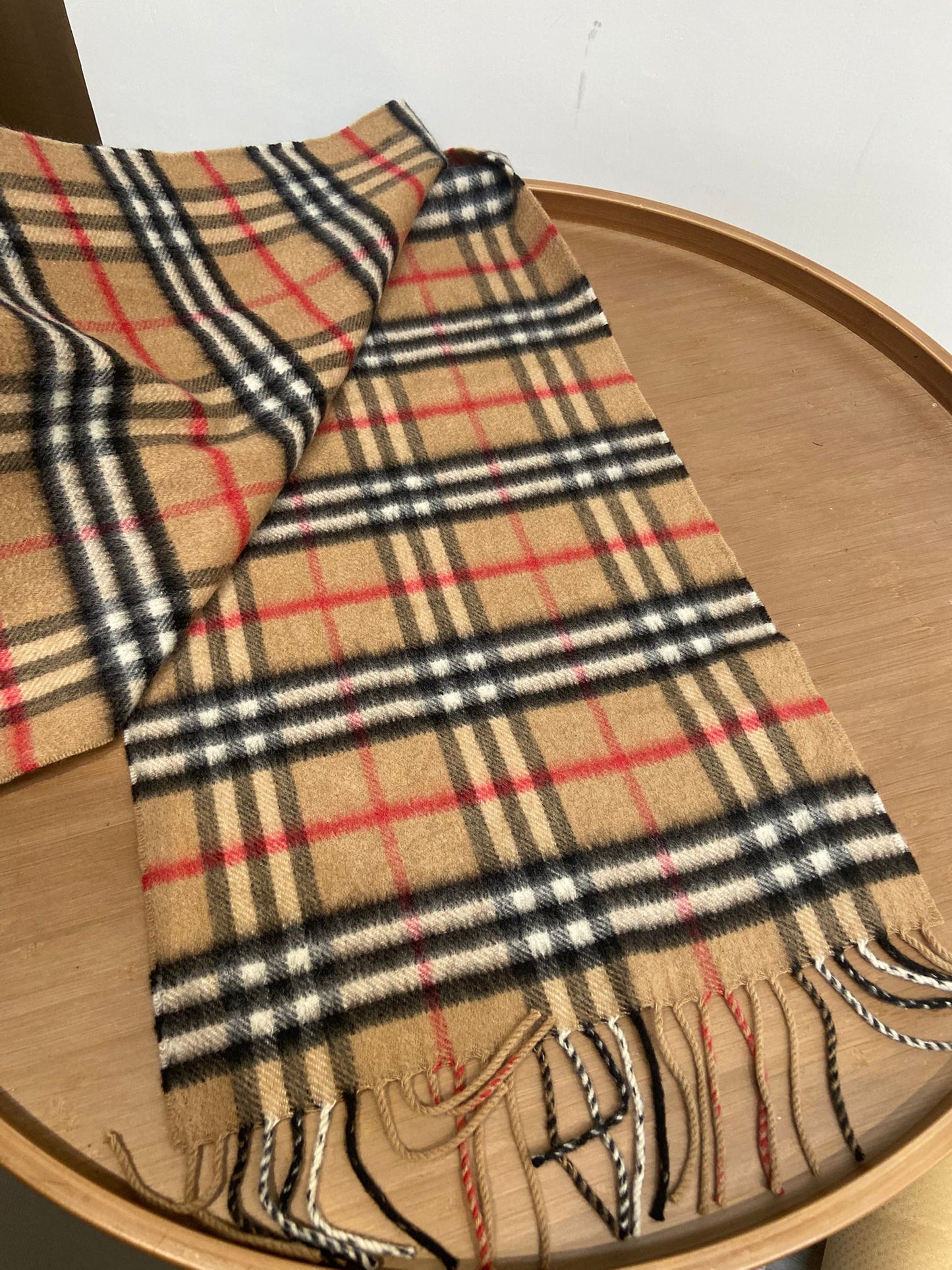 Burberry 啡色 格仔羊絨頸巾