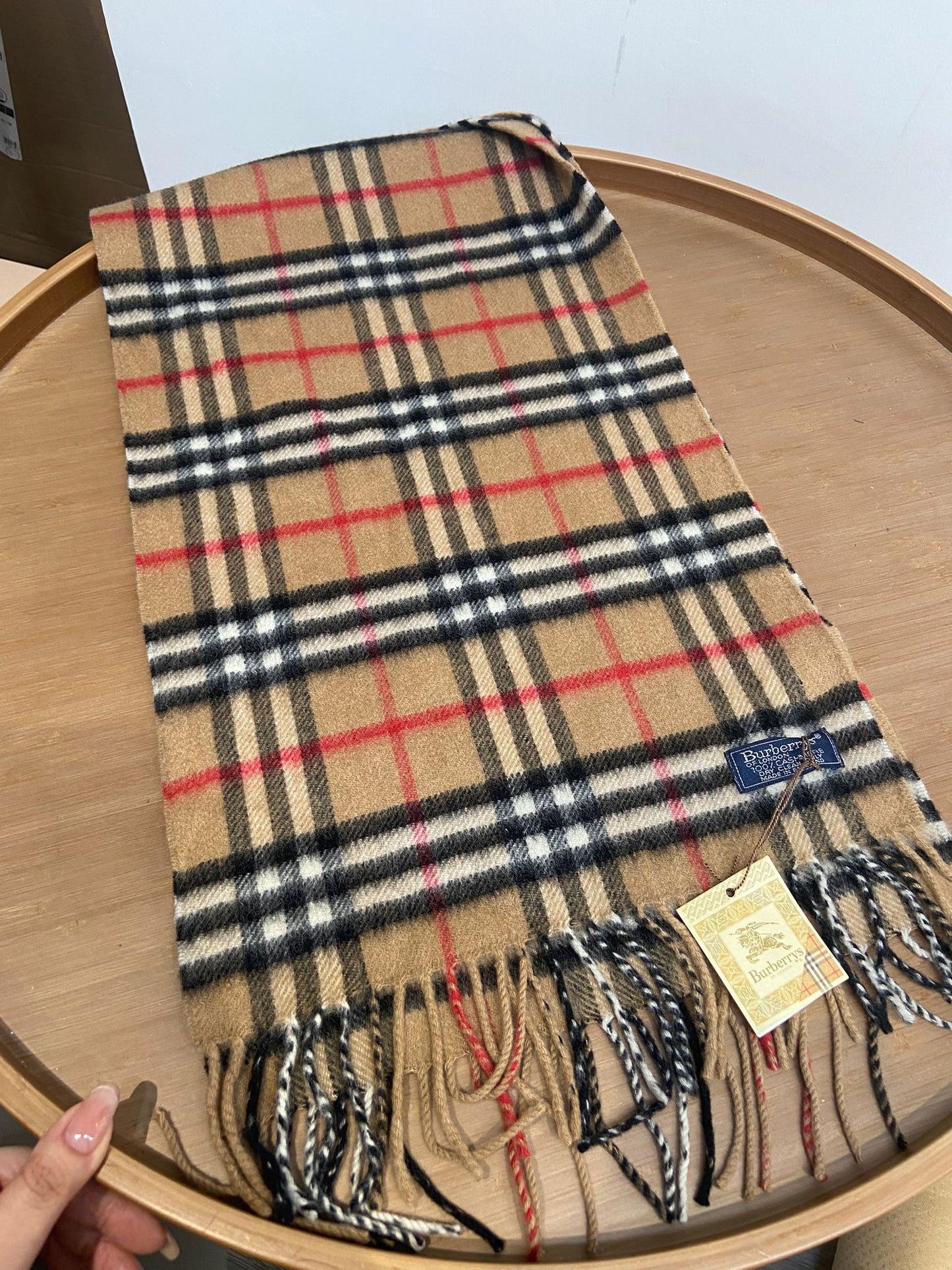 Burberry 啡色 格仔羊絨頸巾
