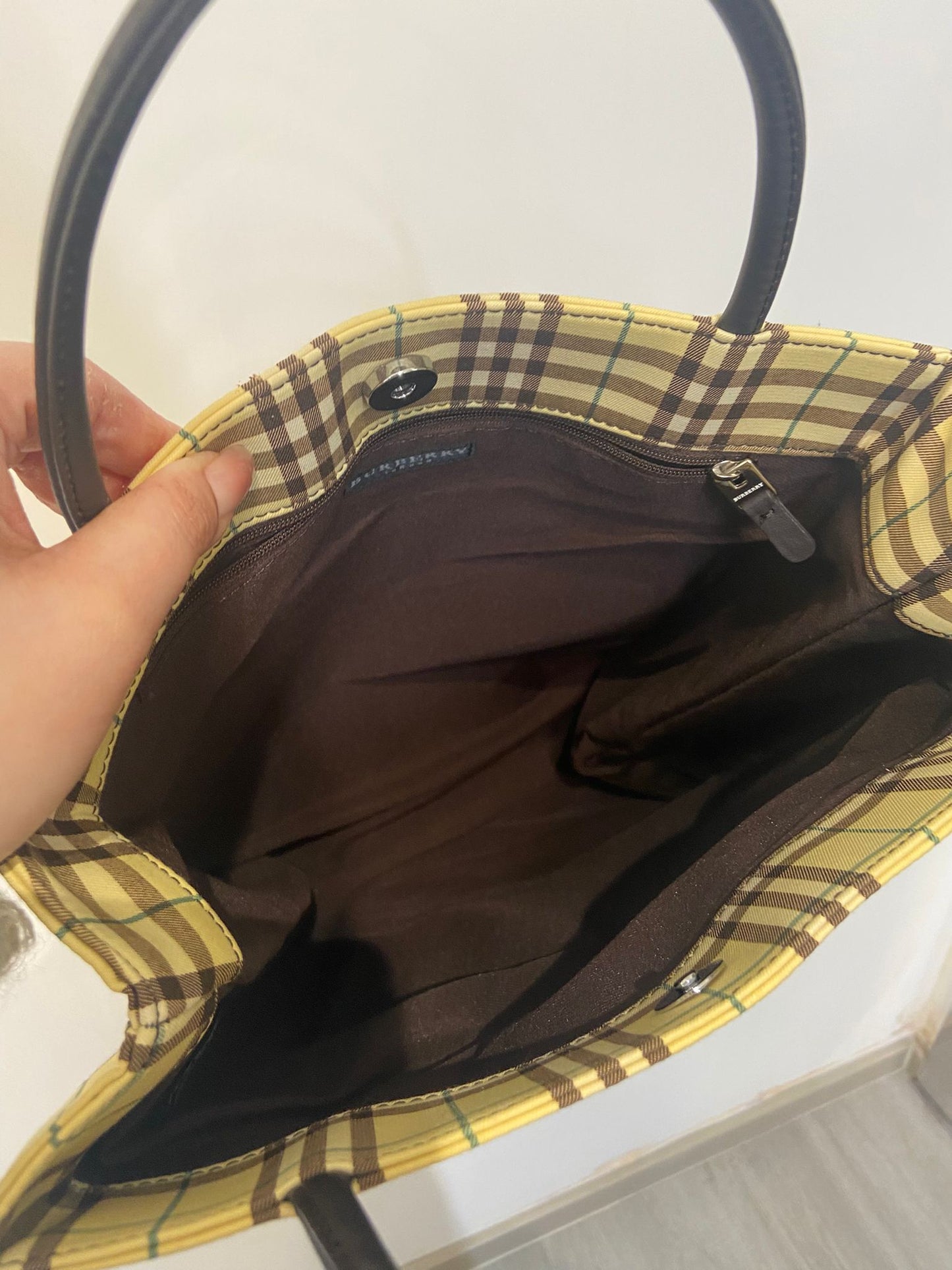 Burberry 小雞黃色格仔tote