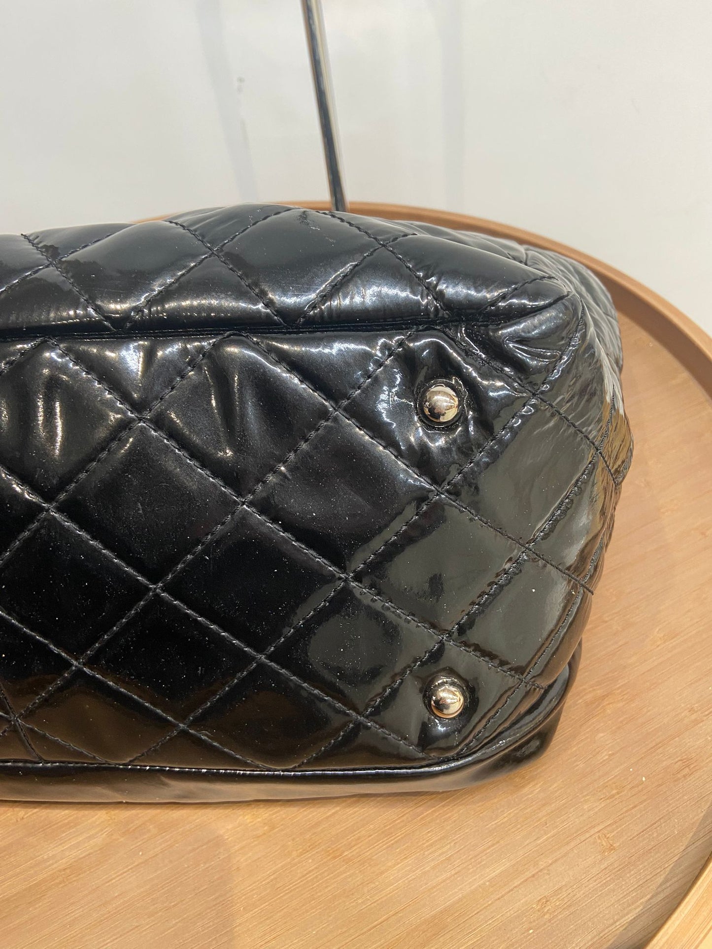 Chanel 黑色漆皮單肩tote