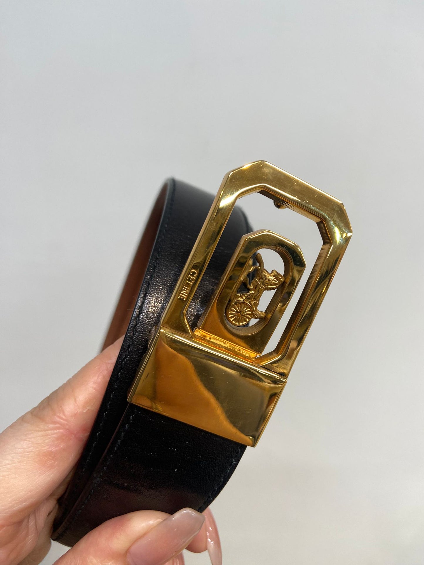 CELINE Belt 馬車扣 雙面皮帶