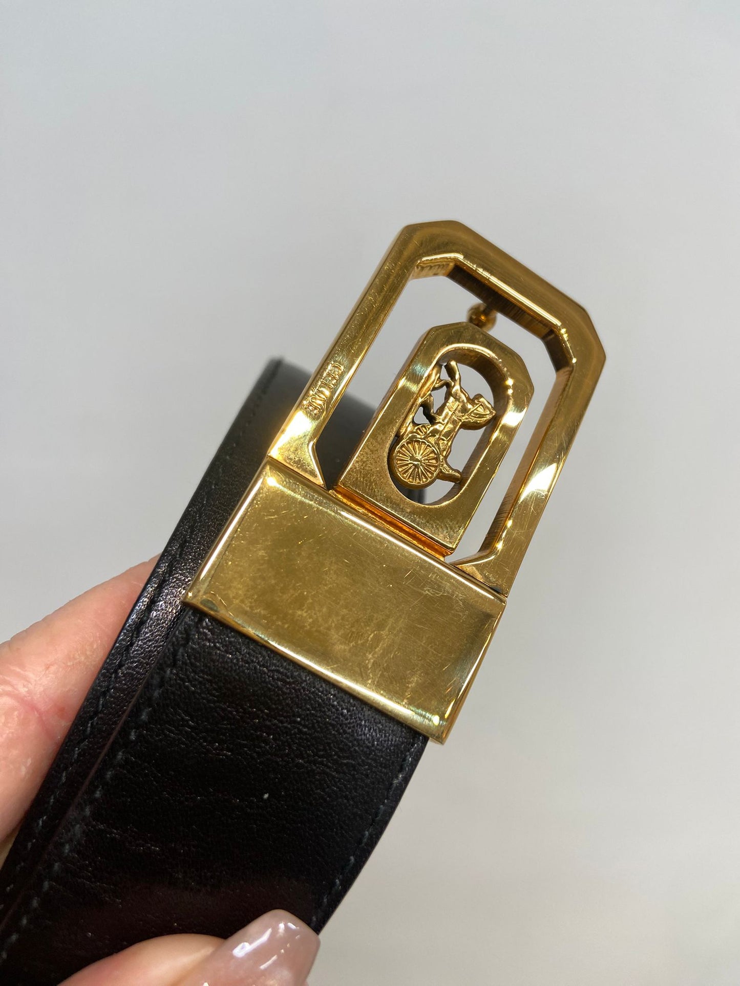 CELINE Belt 馬車扣 雙面皮帶