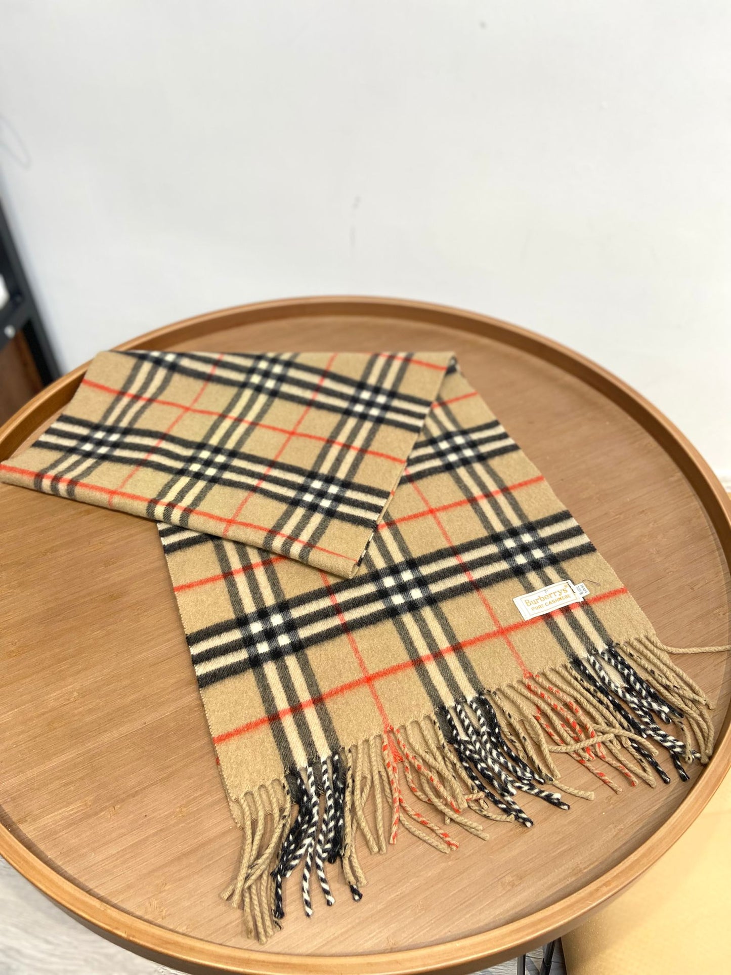 Burberry 啡色 格仔羊絨頸巾