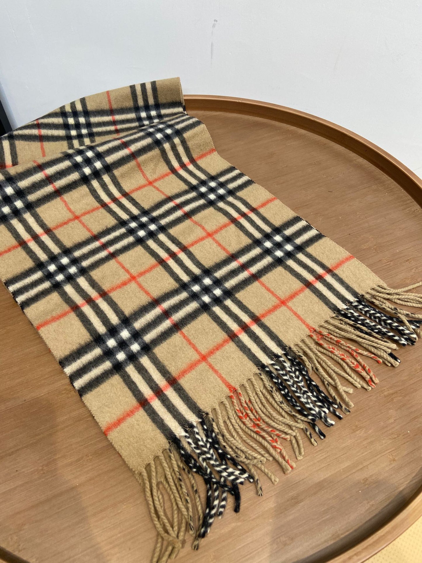 Burberry 啡色 格仔羊絨頸巾