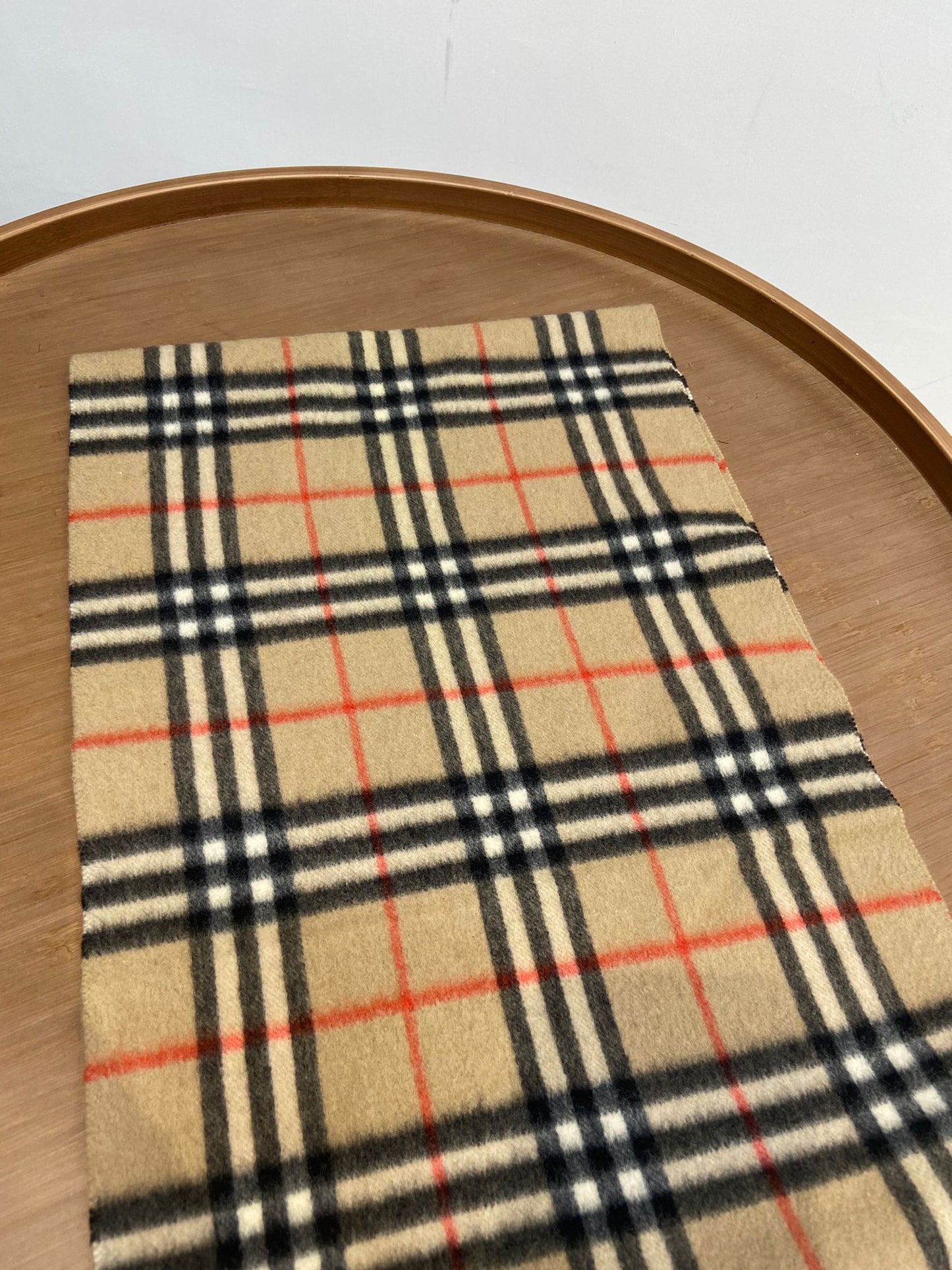 Burberry 啡色 格仔羊絨頸巾