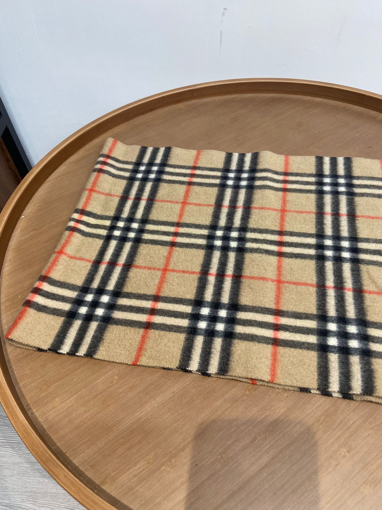 Burberry 啡色 格仔羊絨頸巾