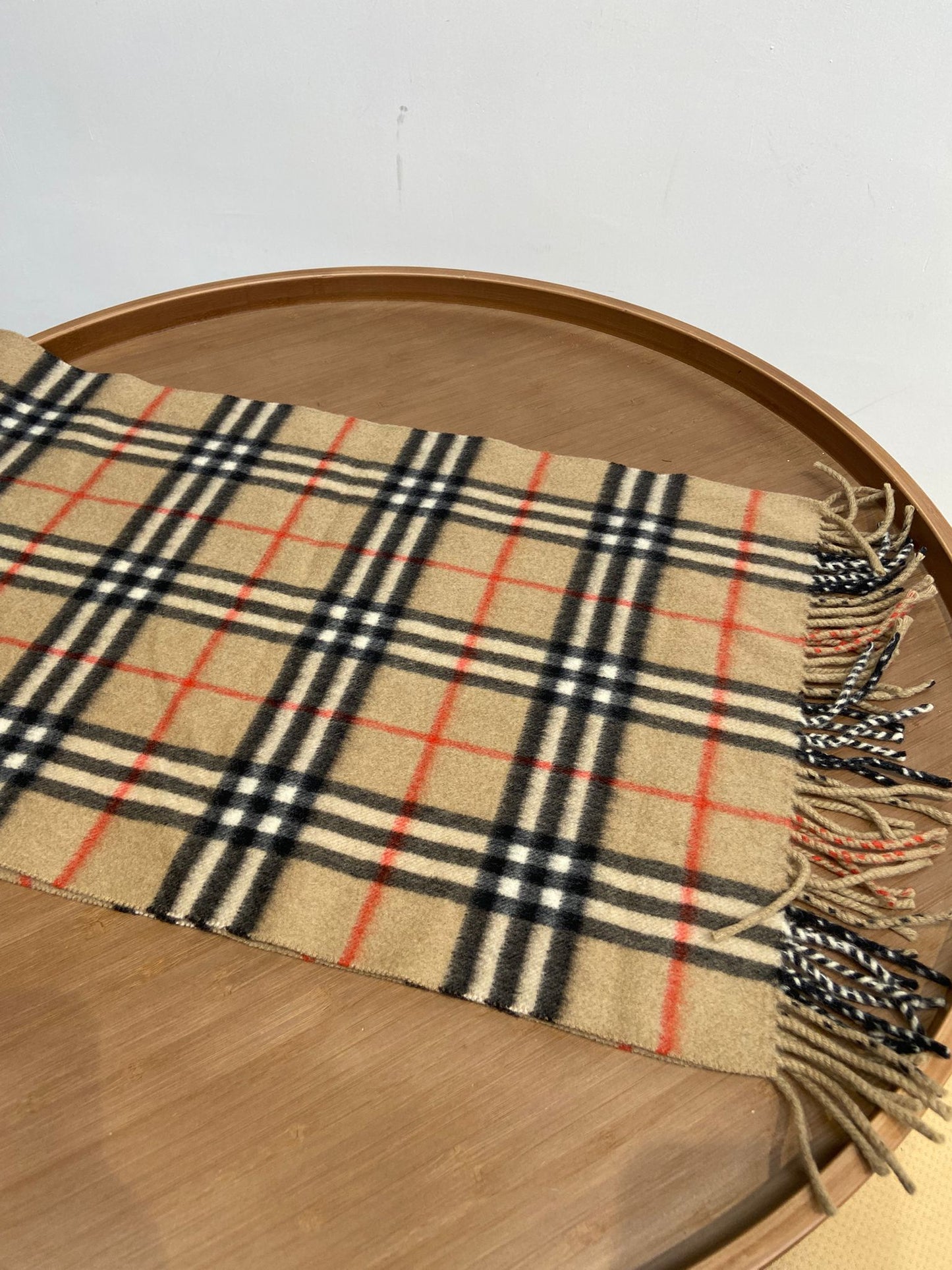 Burberry 啡色 格仔羊絨頸巾