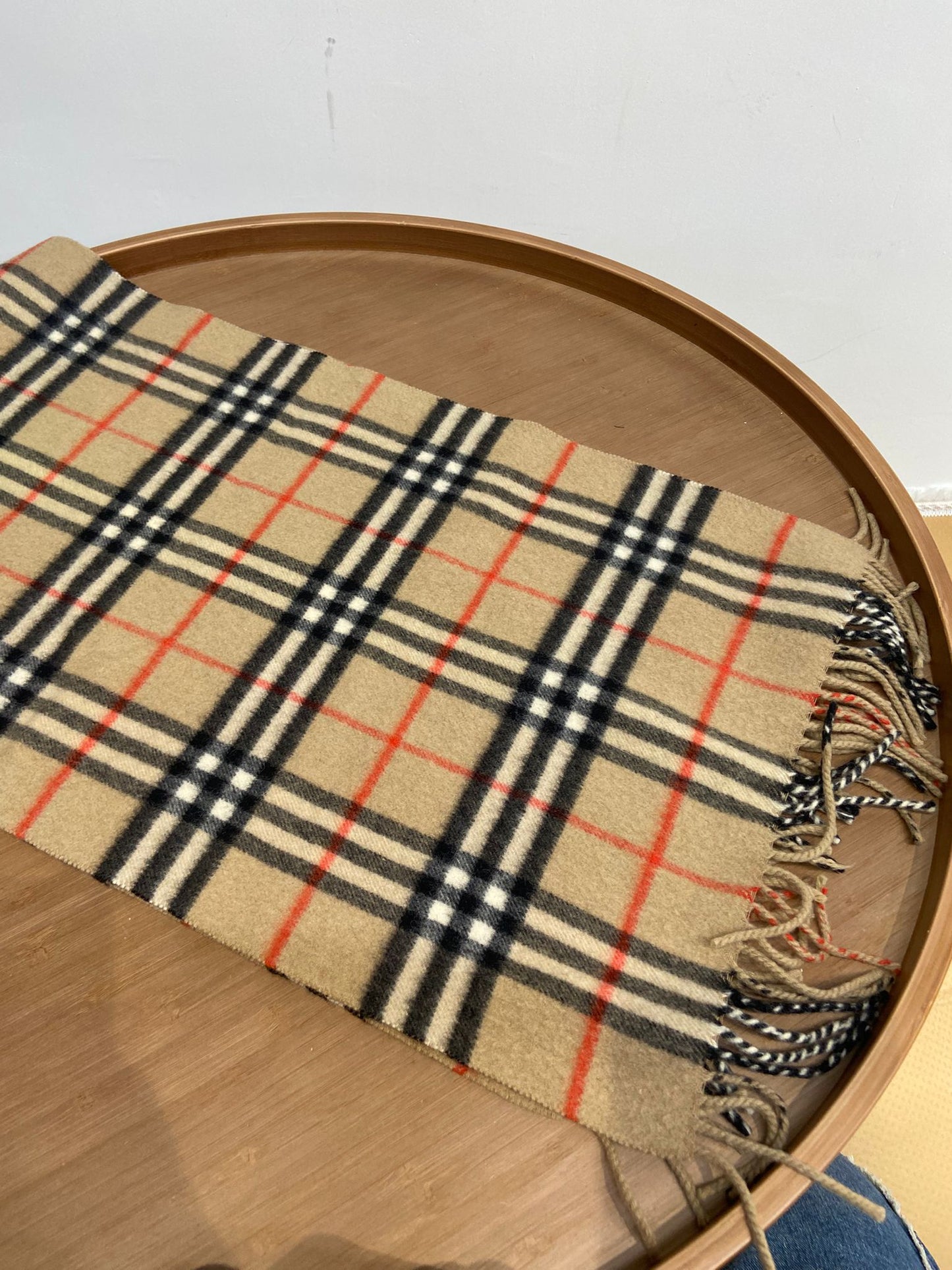 Burberry 啡色 格仔羊絨頸巾