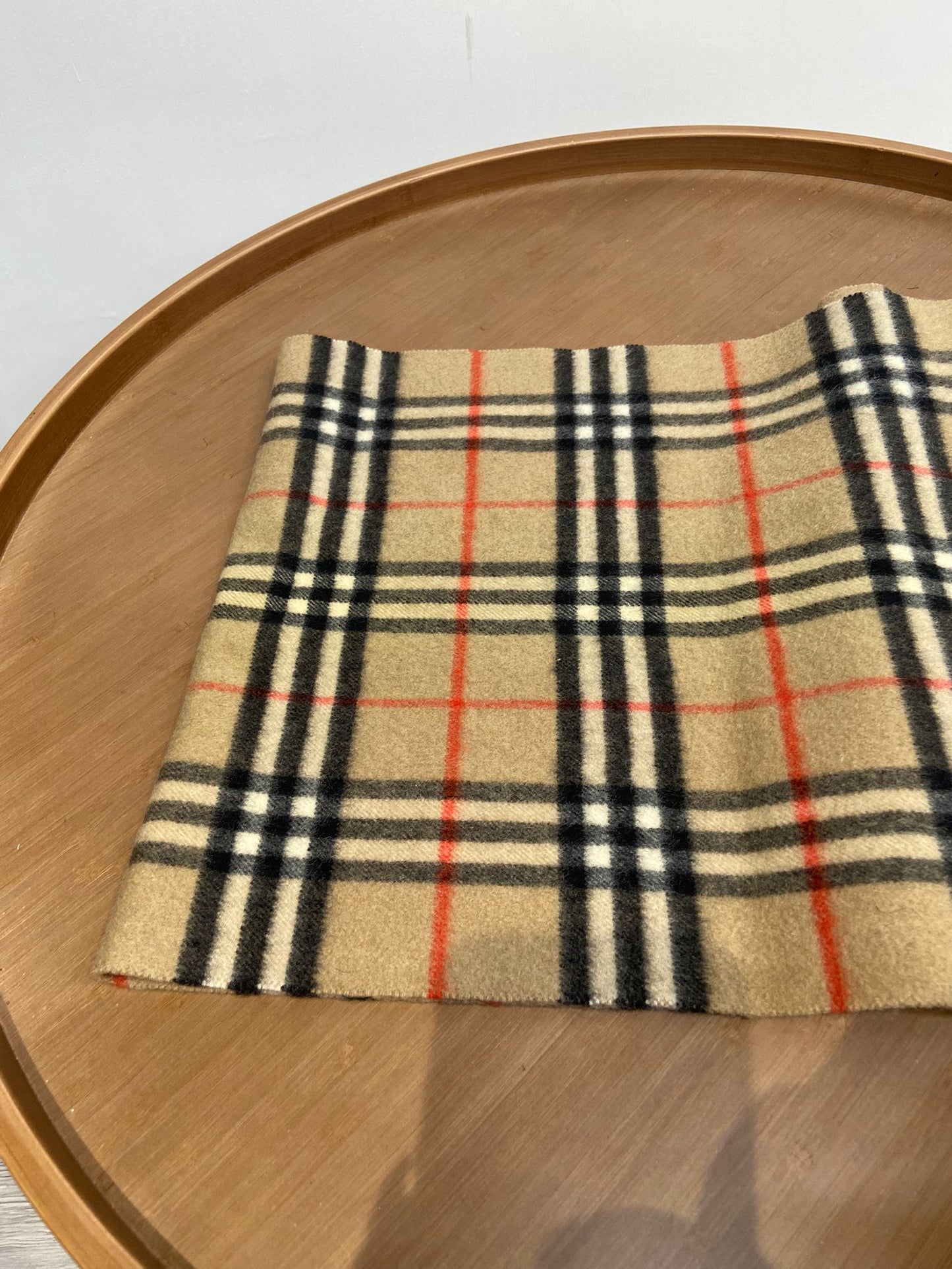 Burberry 啡色 格仔羊絨頸巾