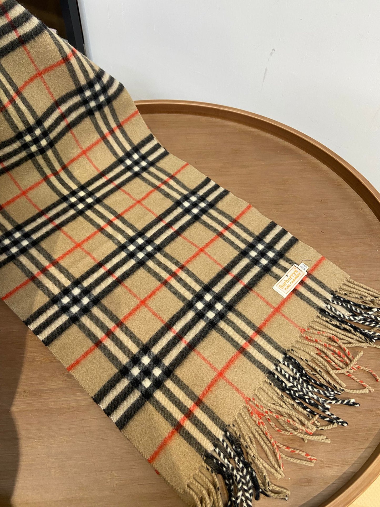 Burberry 啡色 格仔羊絨頸巾