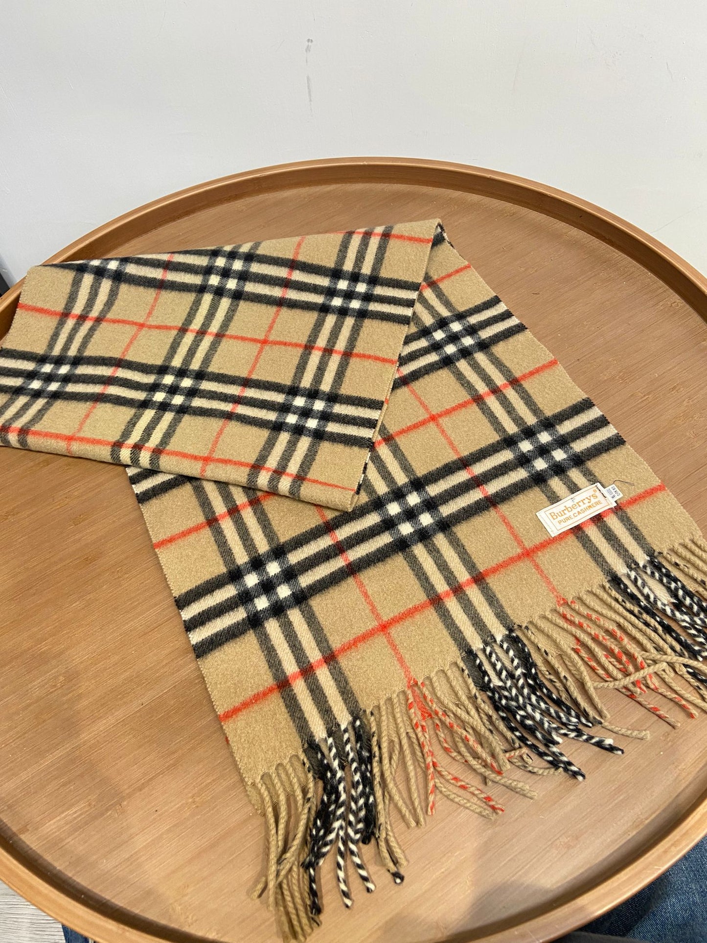 Burberry 啡色 格仔羊絨頸巾