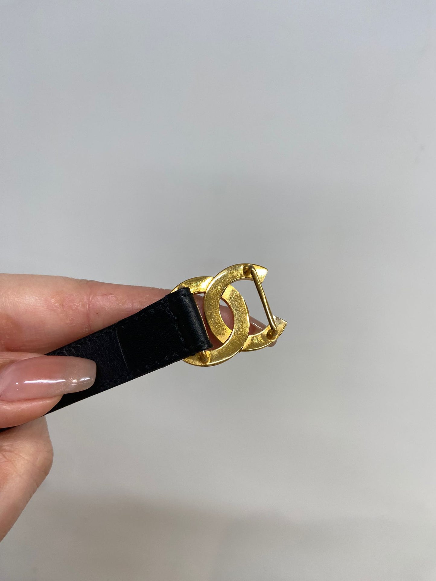CHANEL CC 黑金皮帶