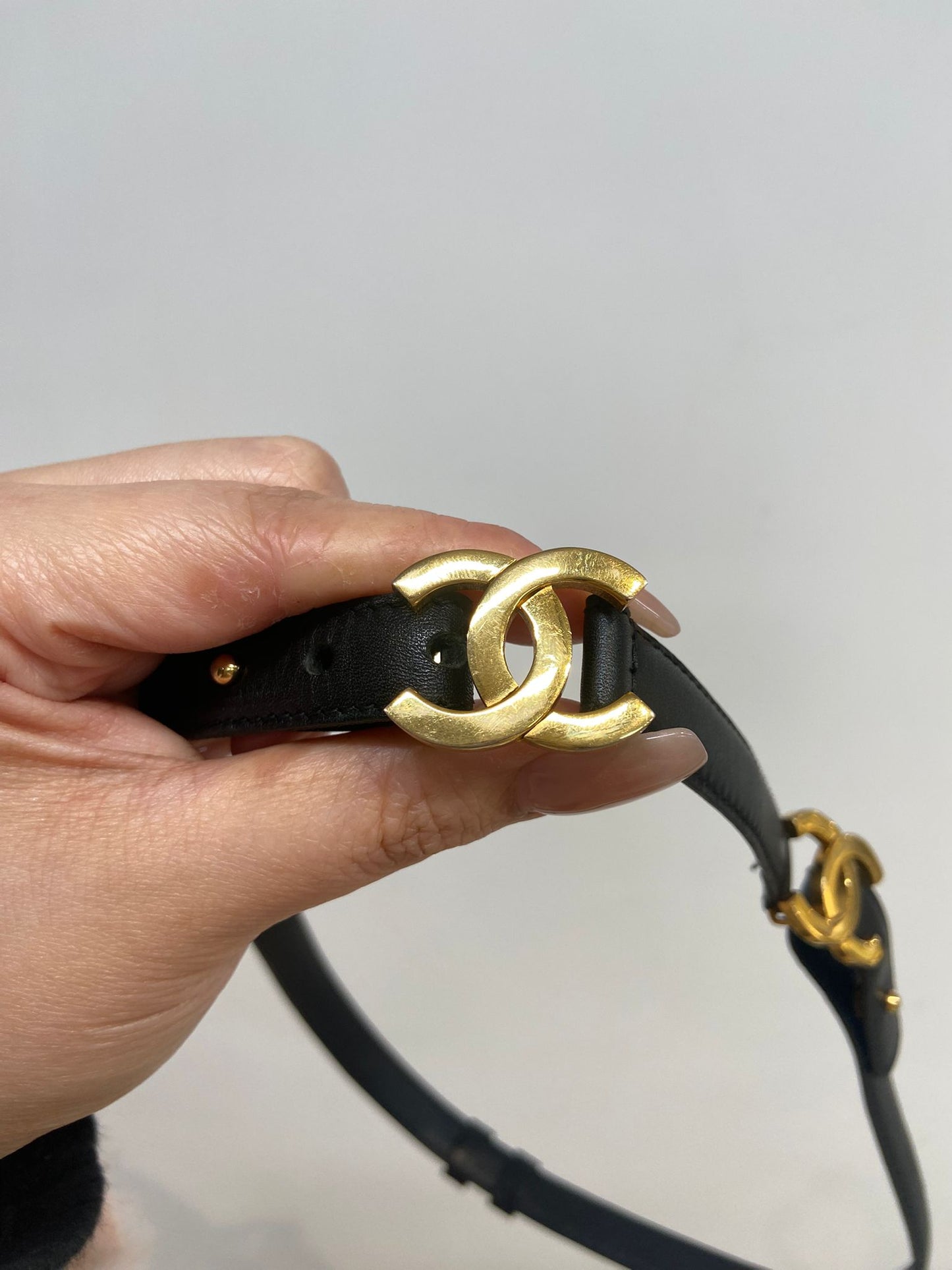 CHANEL CC 黑金皮帶