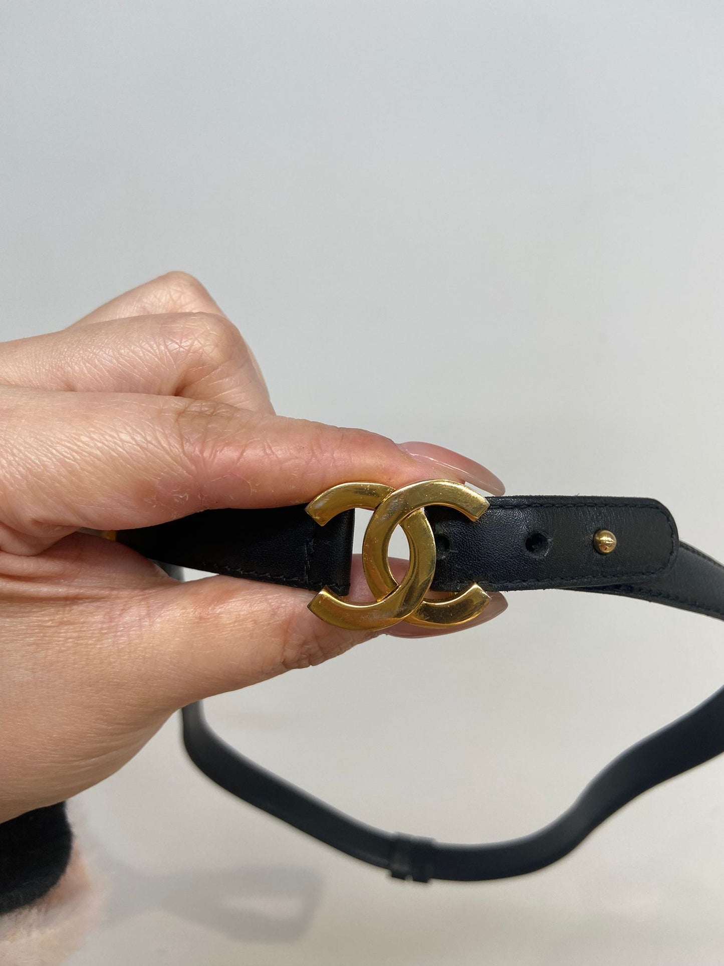 CHANEL CC 黑金皮帶