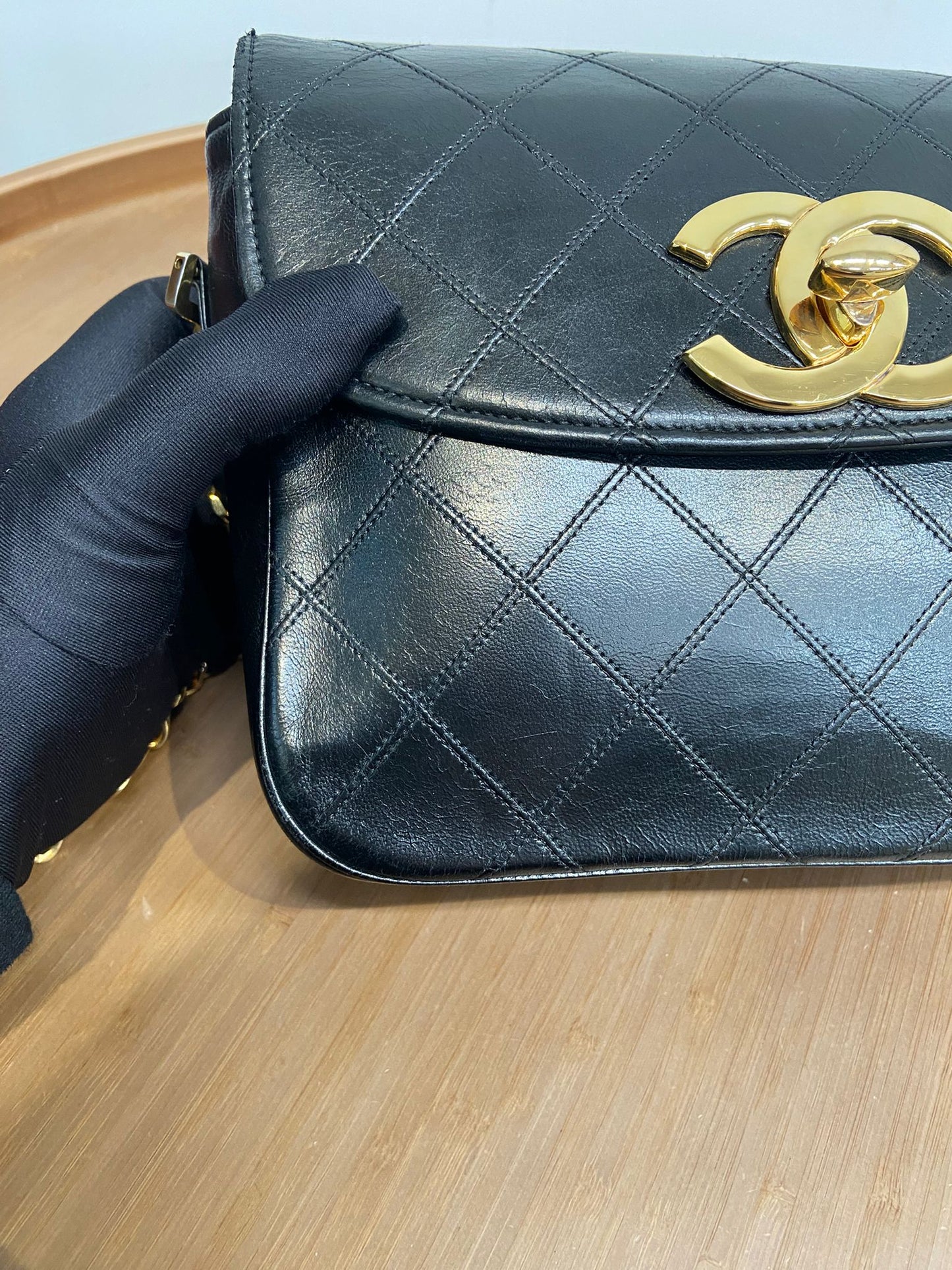 Chanel 黑金大cc扣信封包