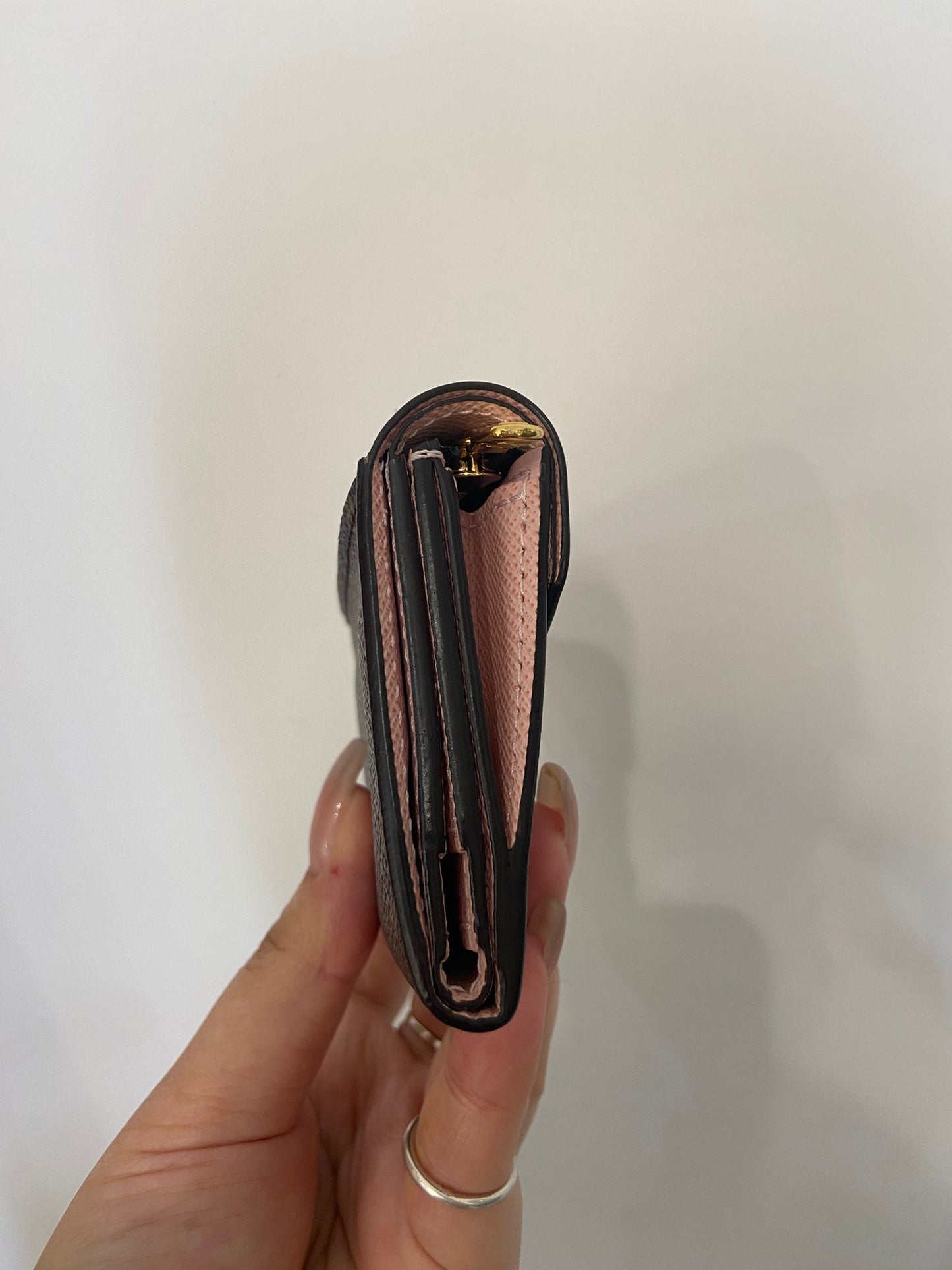 LV 老花拼粉紅 短銀包