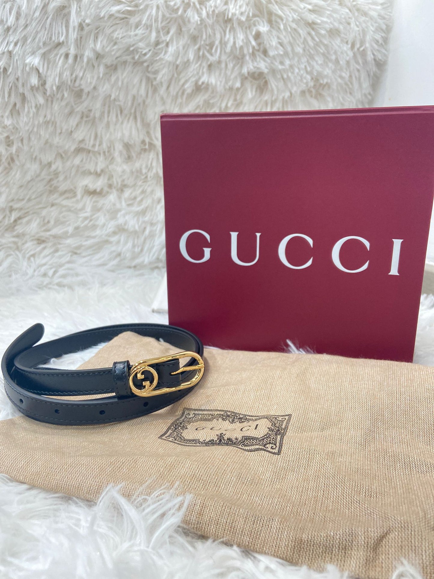 GUCCI 黑金皮帶