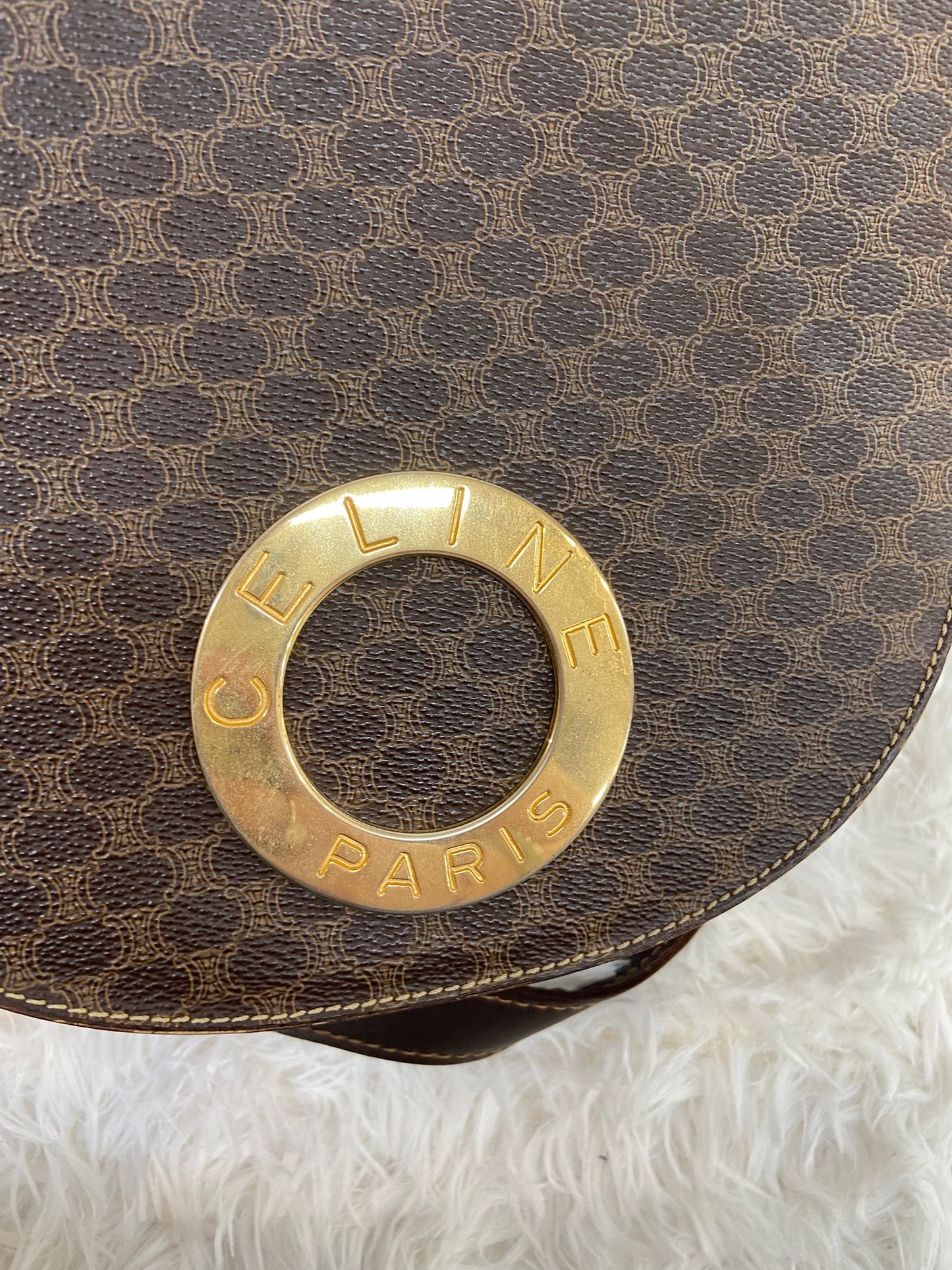 Celine 凱旋門老花馬鞍包