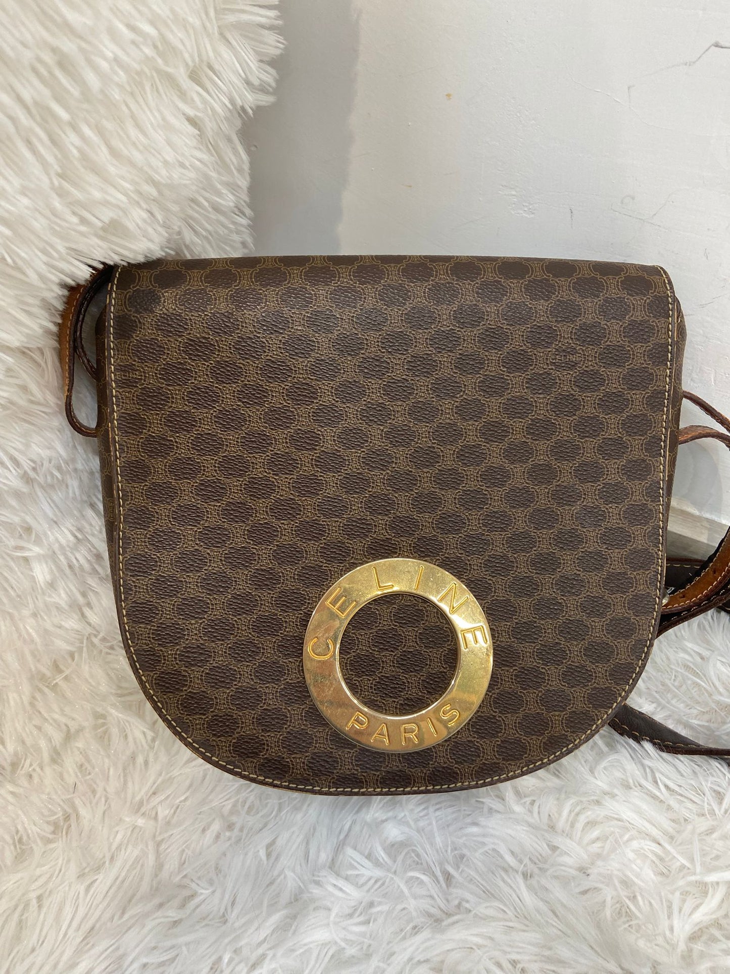 Celine 凱旋門老花馬鞍包