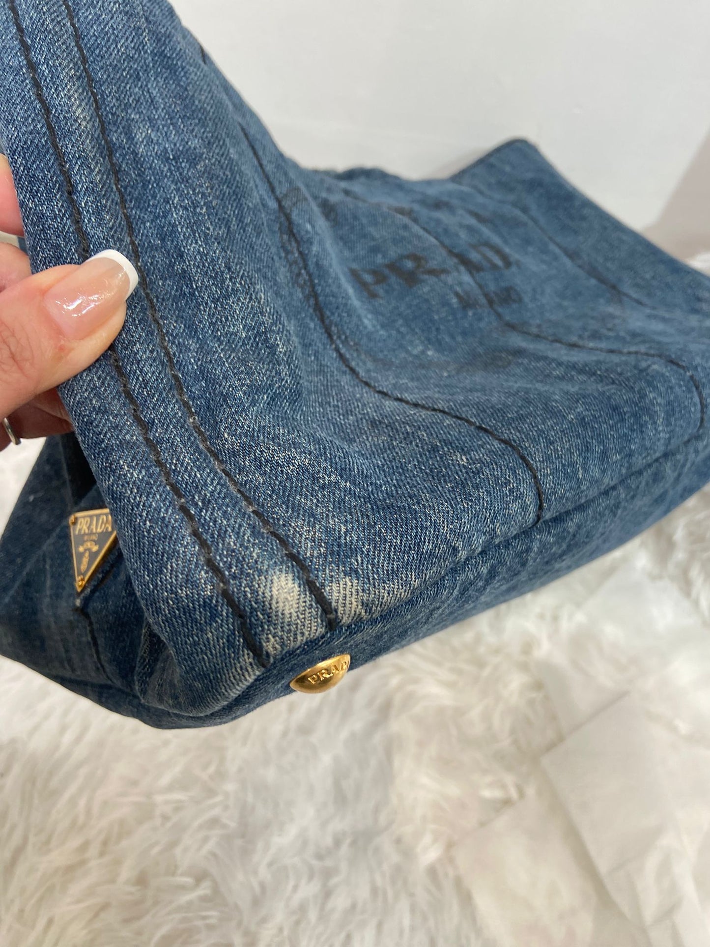 Prada 牛仔單肩tote bag