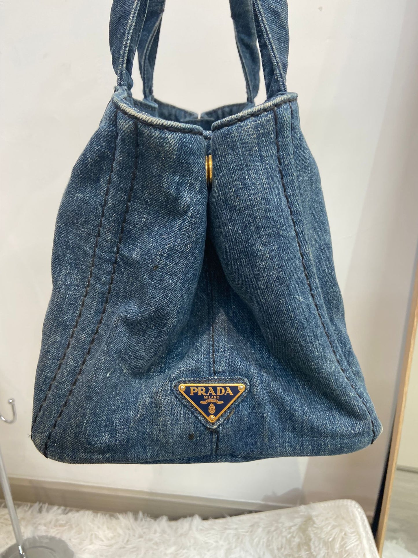 Prada 牛仔單肩tote bag