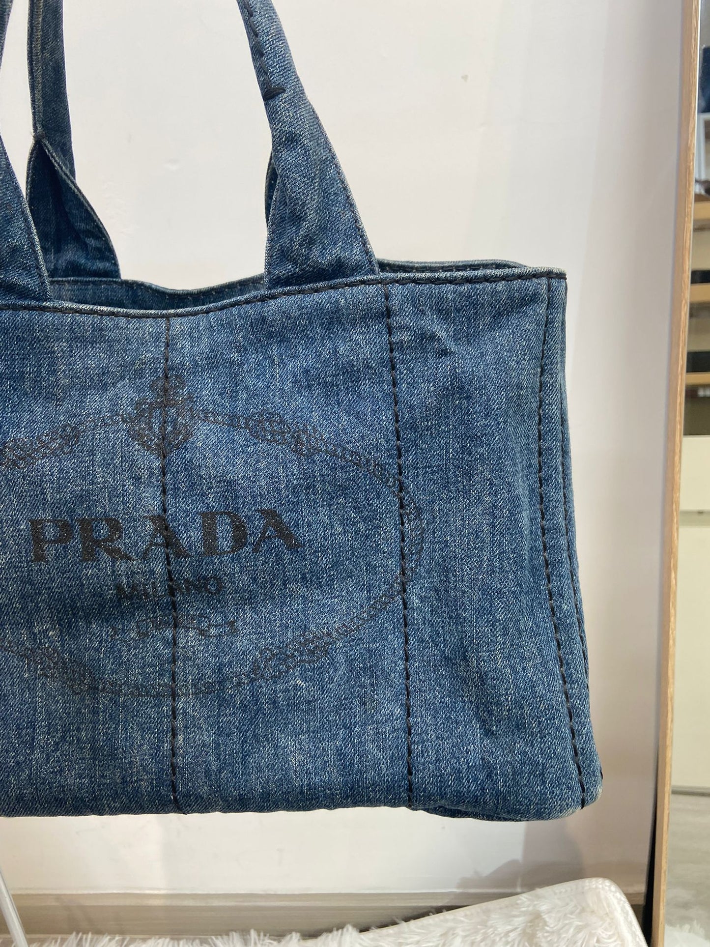 Prada 牛仔單肩tote bag
