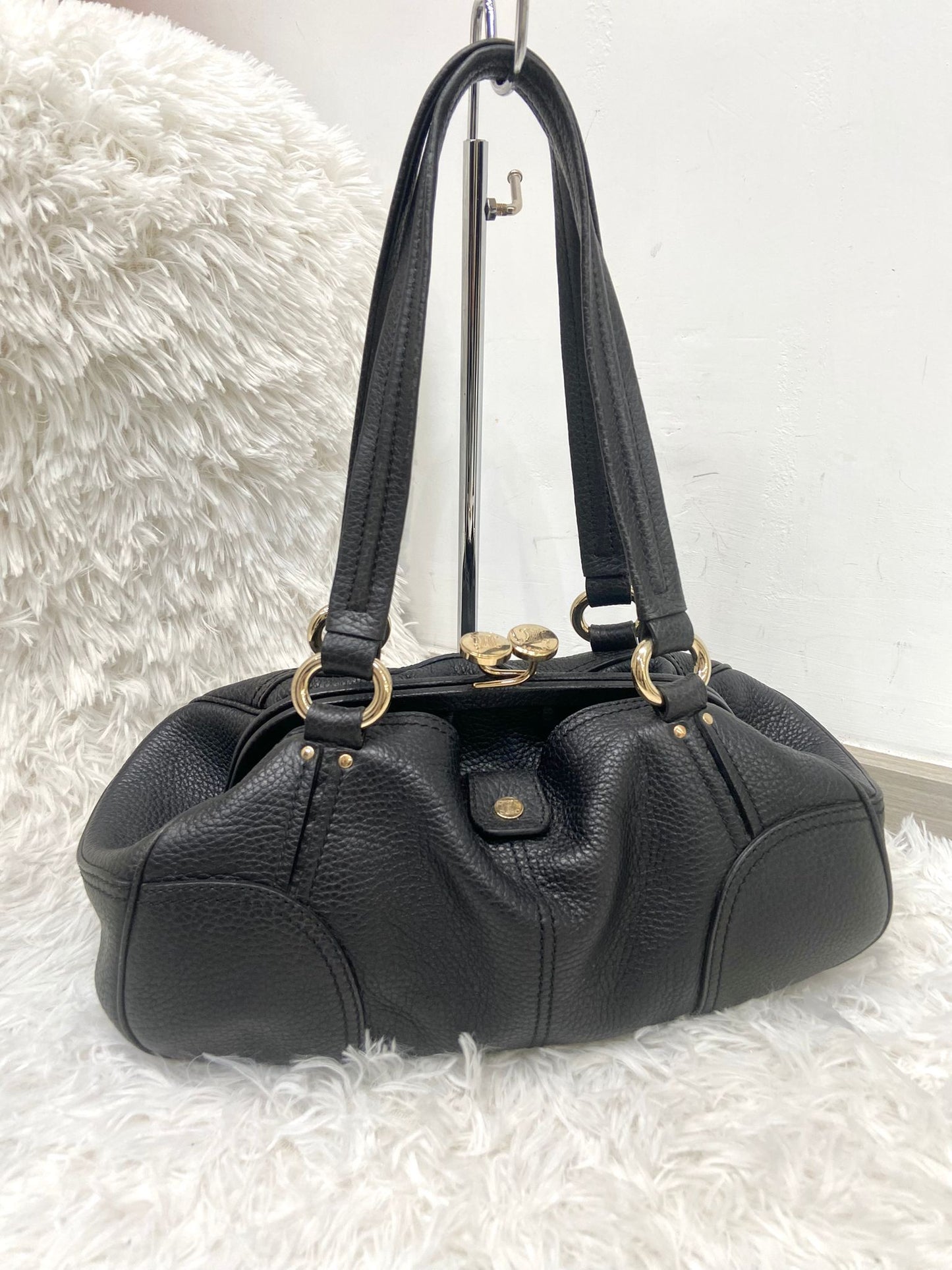 CELINE 黑色牛皮單肩袋