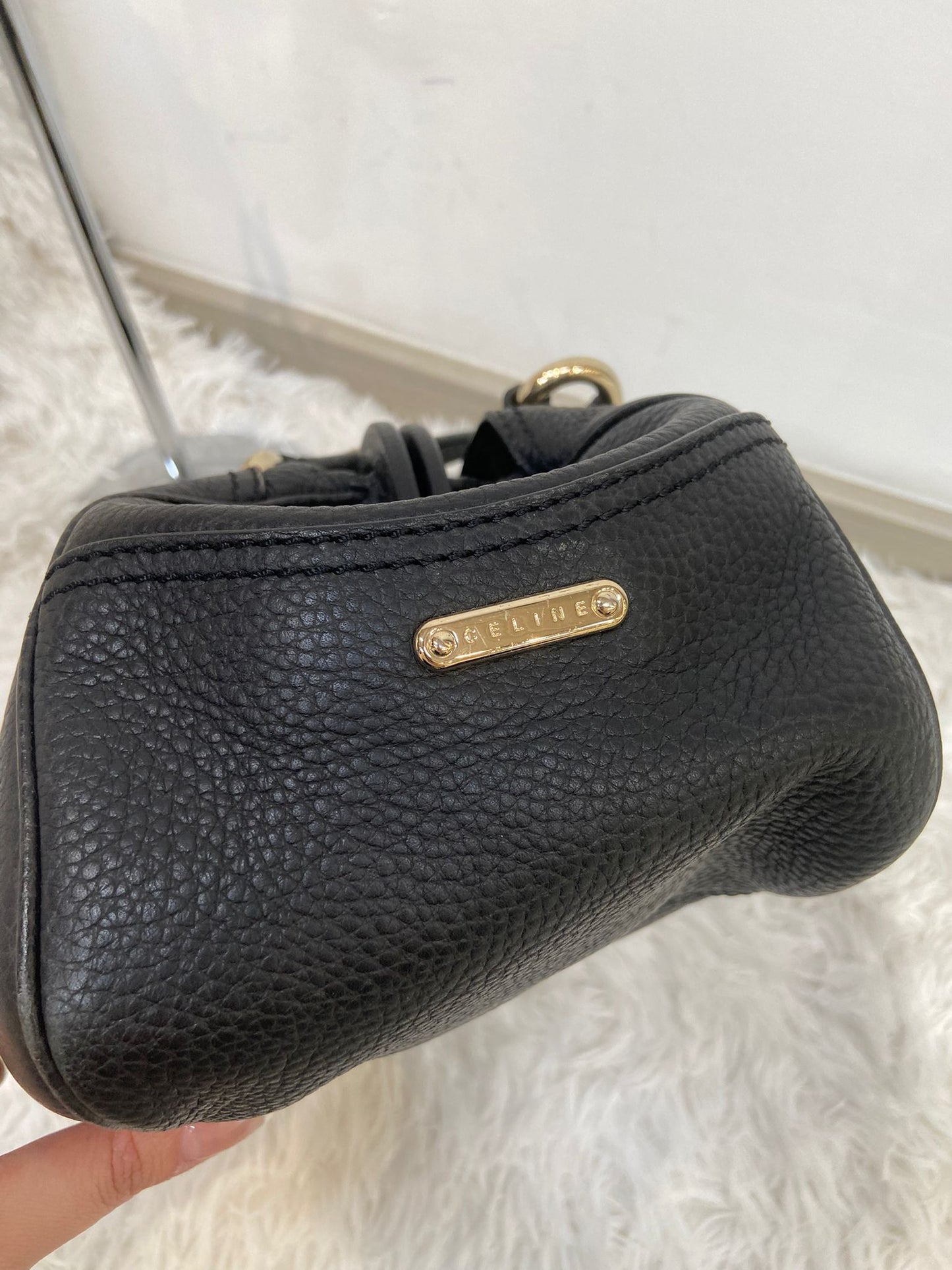 CELINE 黑色牛皮單肩袋