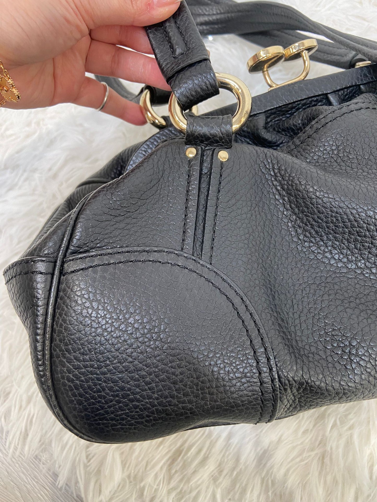 CELINE 黑色牛皮單肩袋