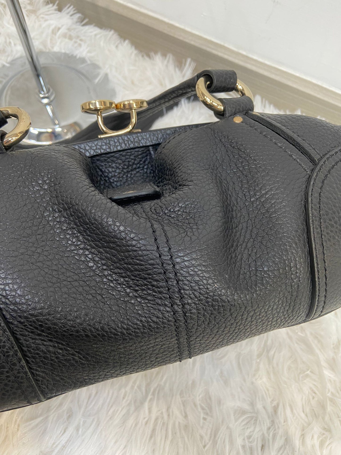 CELINE 黑色牛皮單肩袋