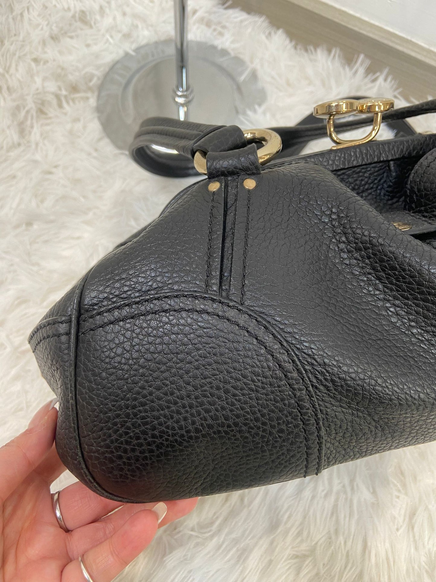 CELINE 黑色牛皮單肩袋