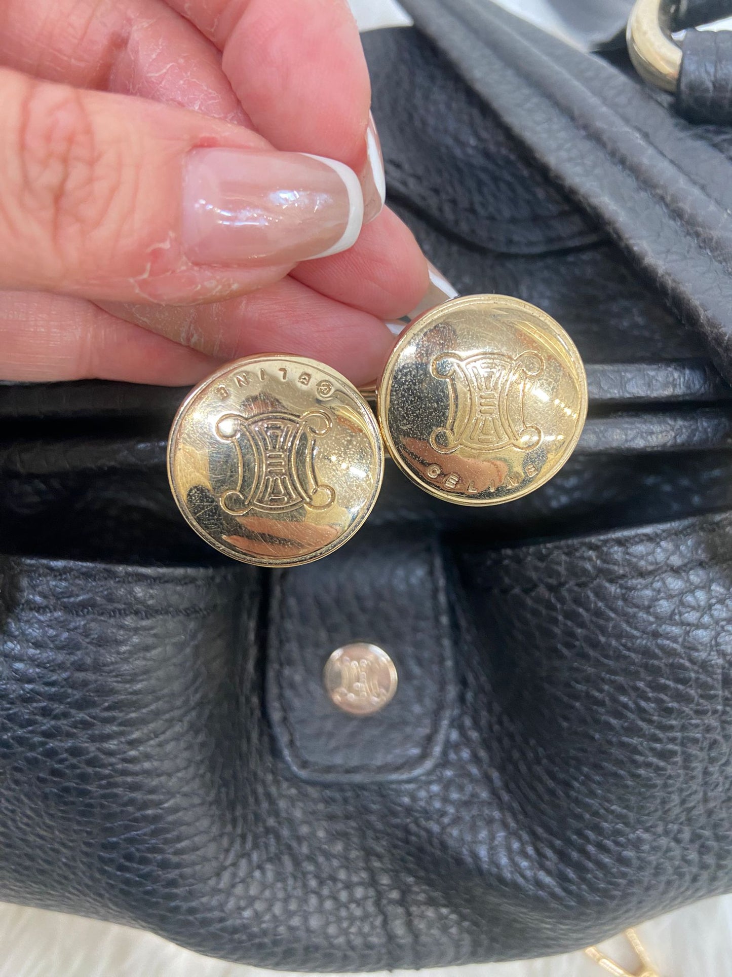 CELINE 黑色牛皮單肩袋