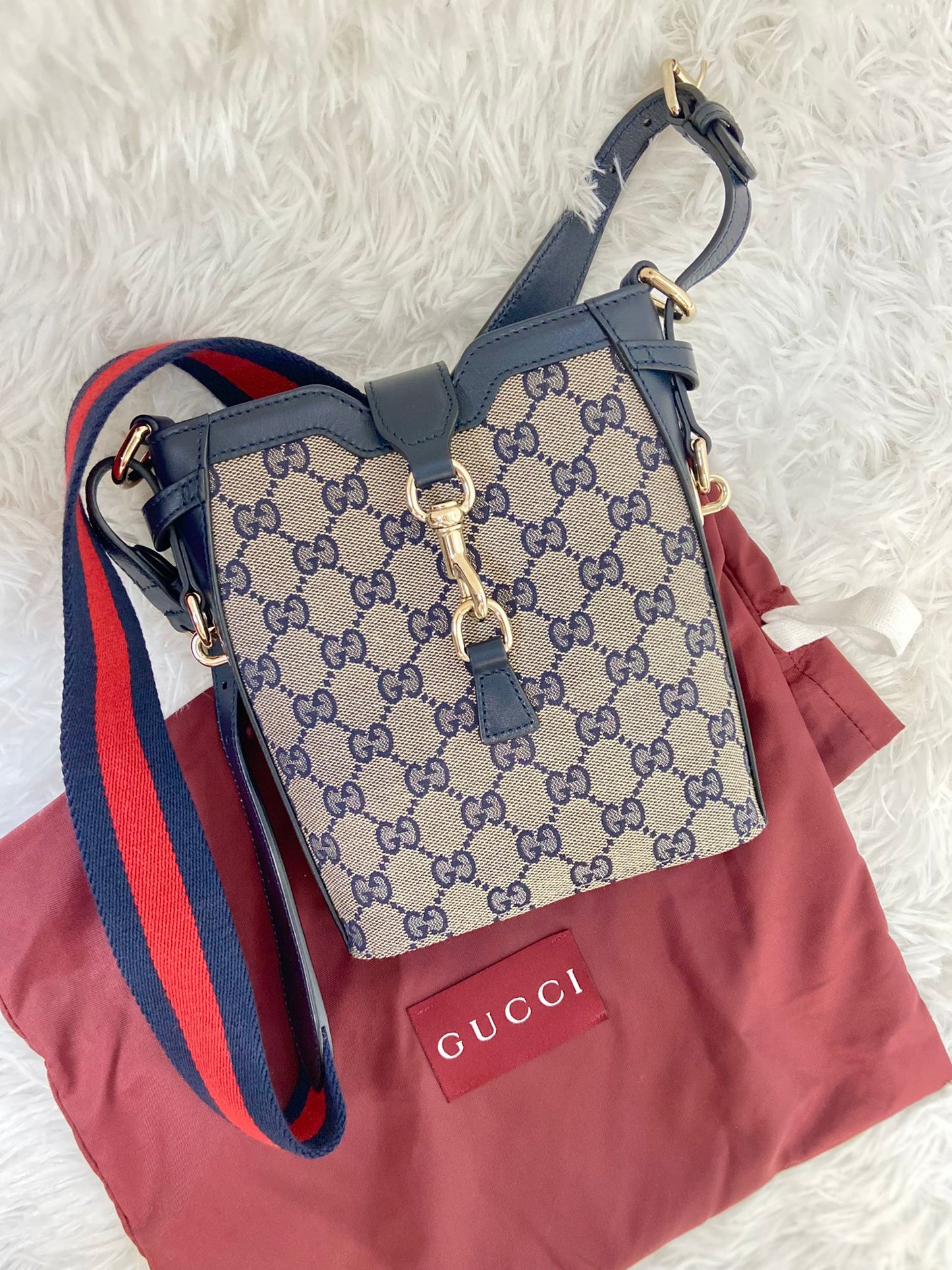 GUCCI jackie gg 老花迷你桶袋