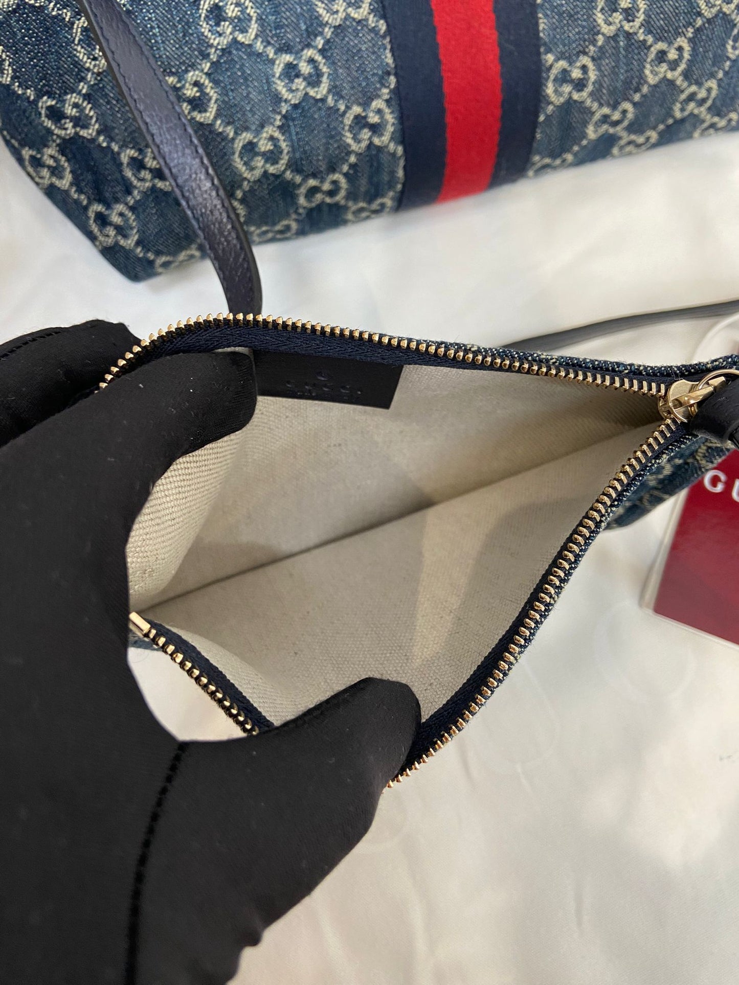 GUCCI Giglio tote 小號牛仔布 連pouch一套