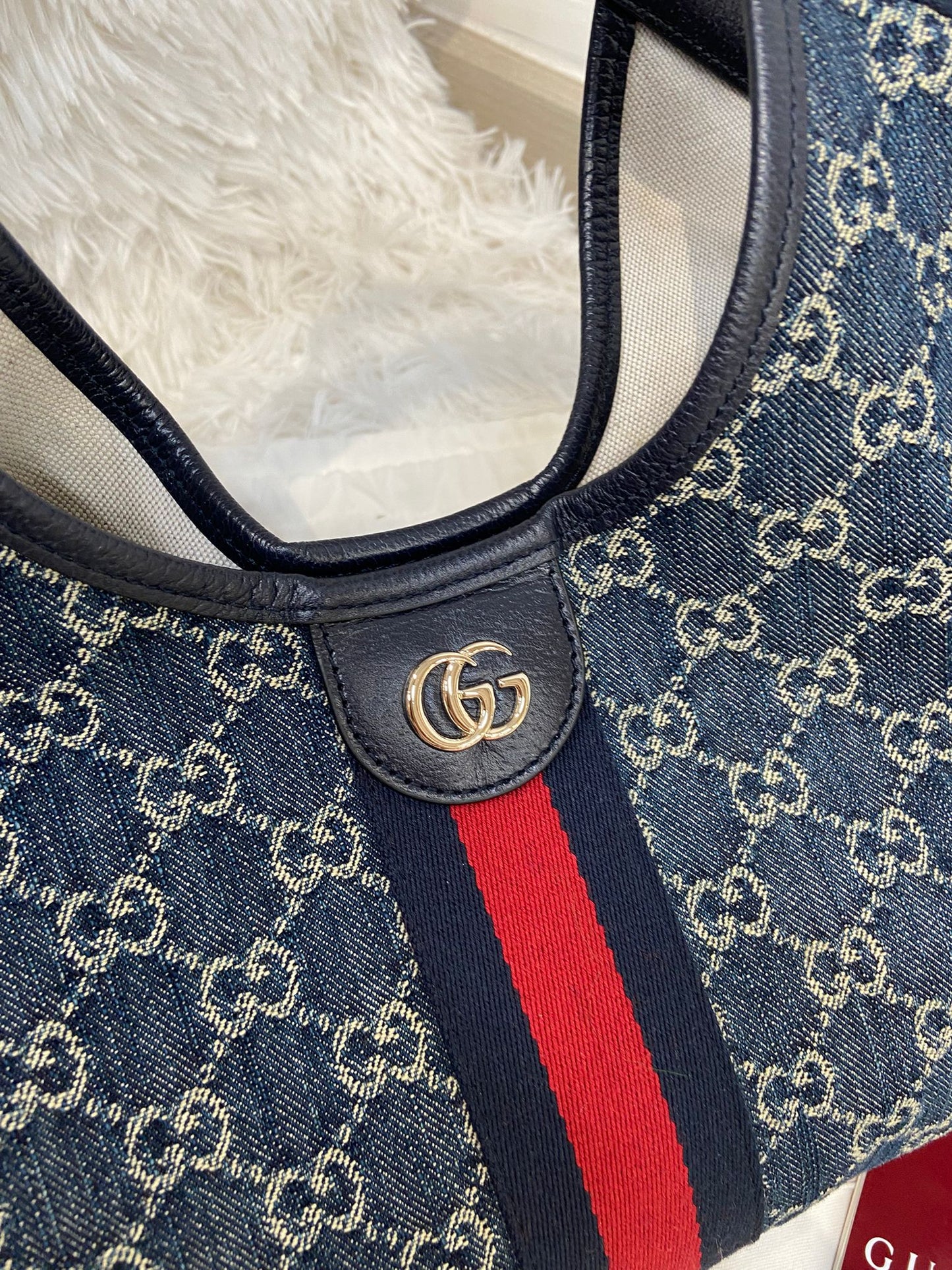GUCCI Giglio tote 小號牛仔布 連pouch一套