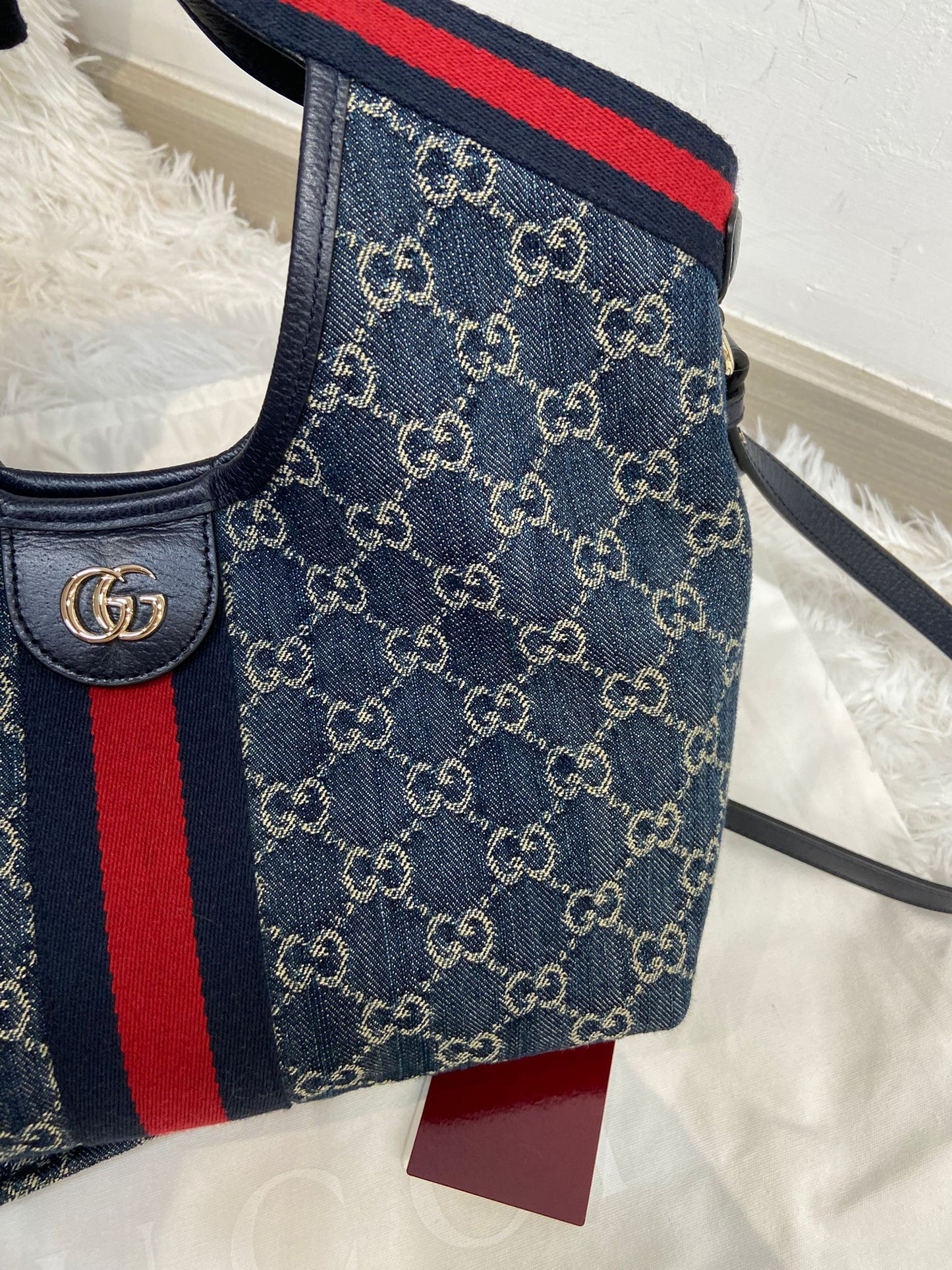 GUCCI Giglio tote 小號牛仔布 連pouch一套
