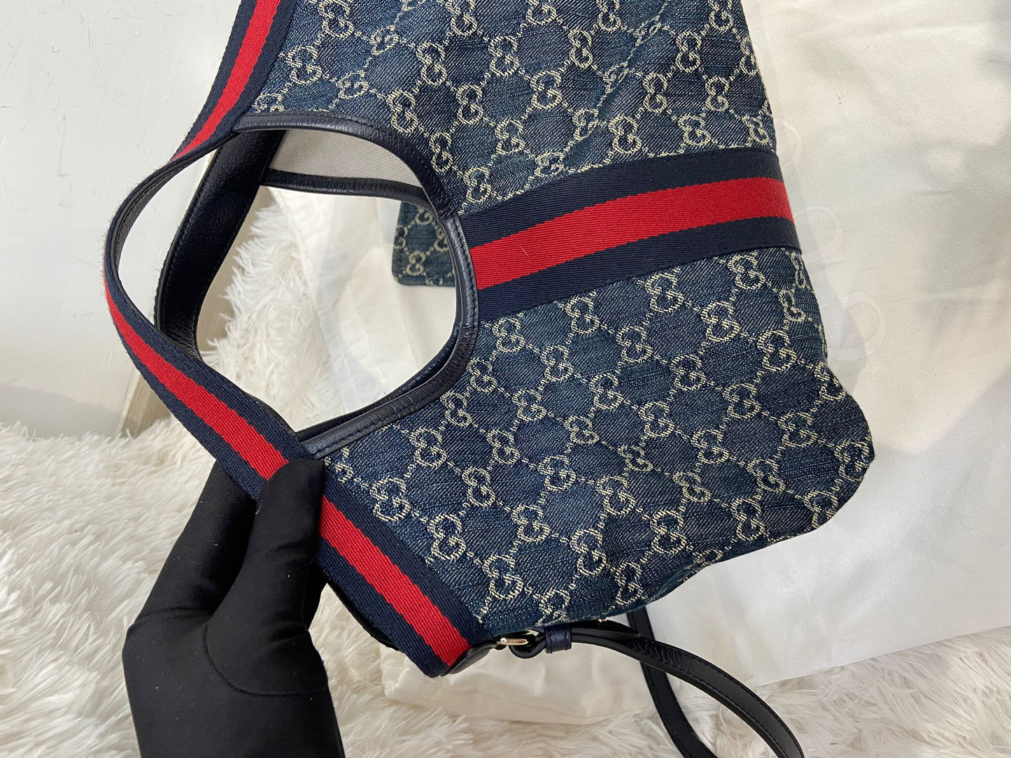 GUCCI Giglio tote 小號牛仔布 連pouch一套