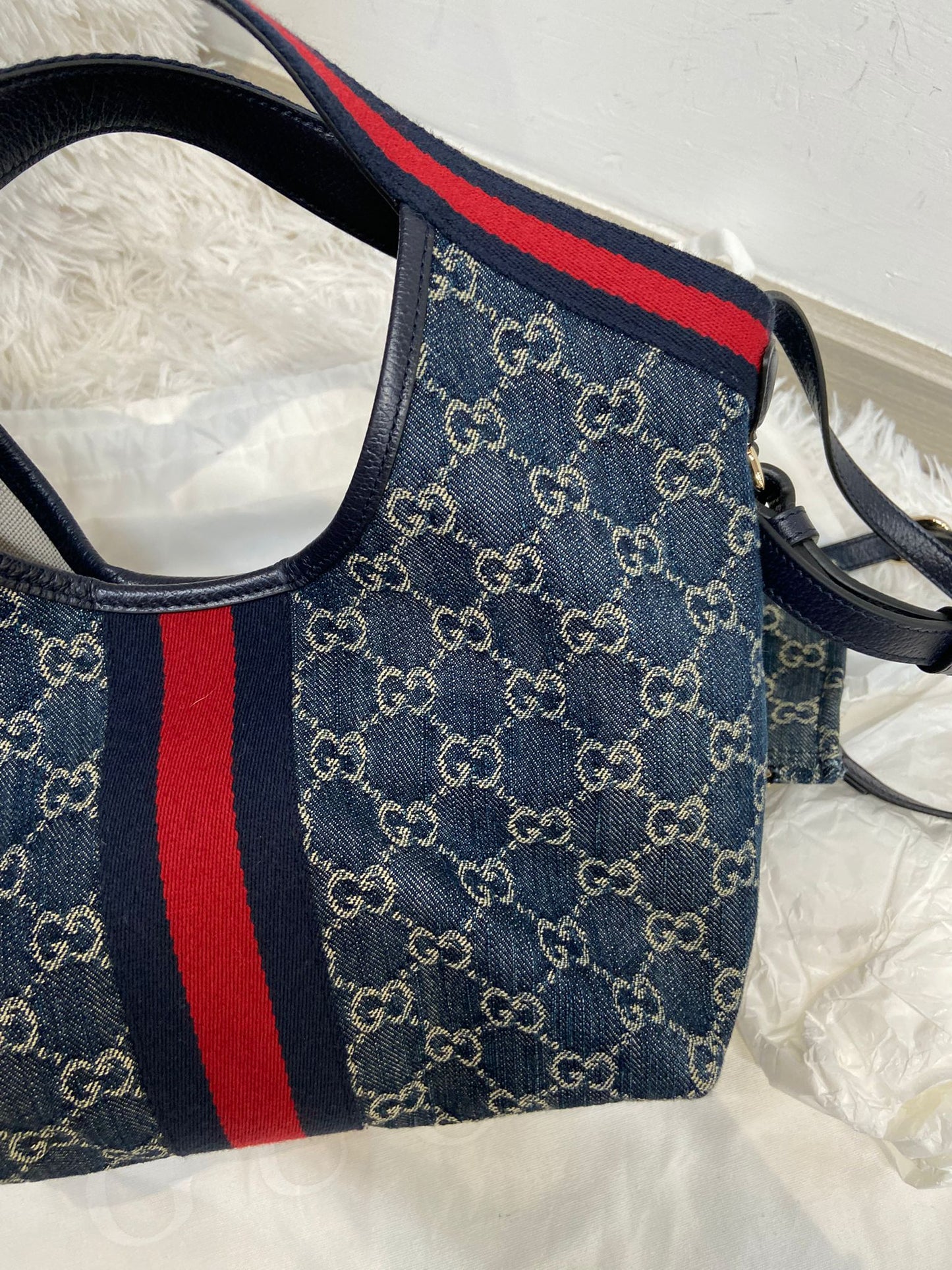 GUCCI Giglio tote 小號牛仔布 連pouch一套