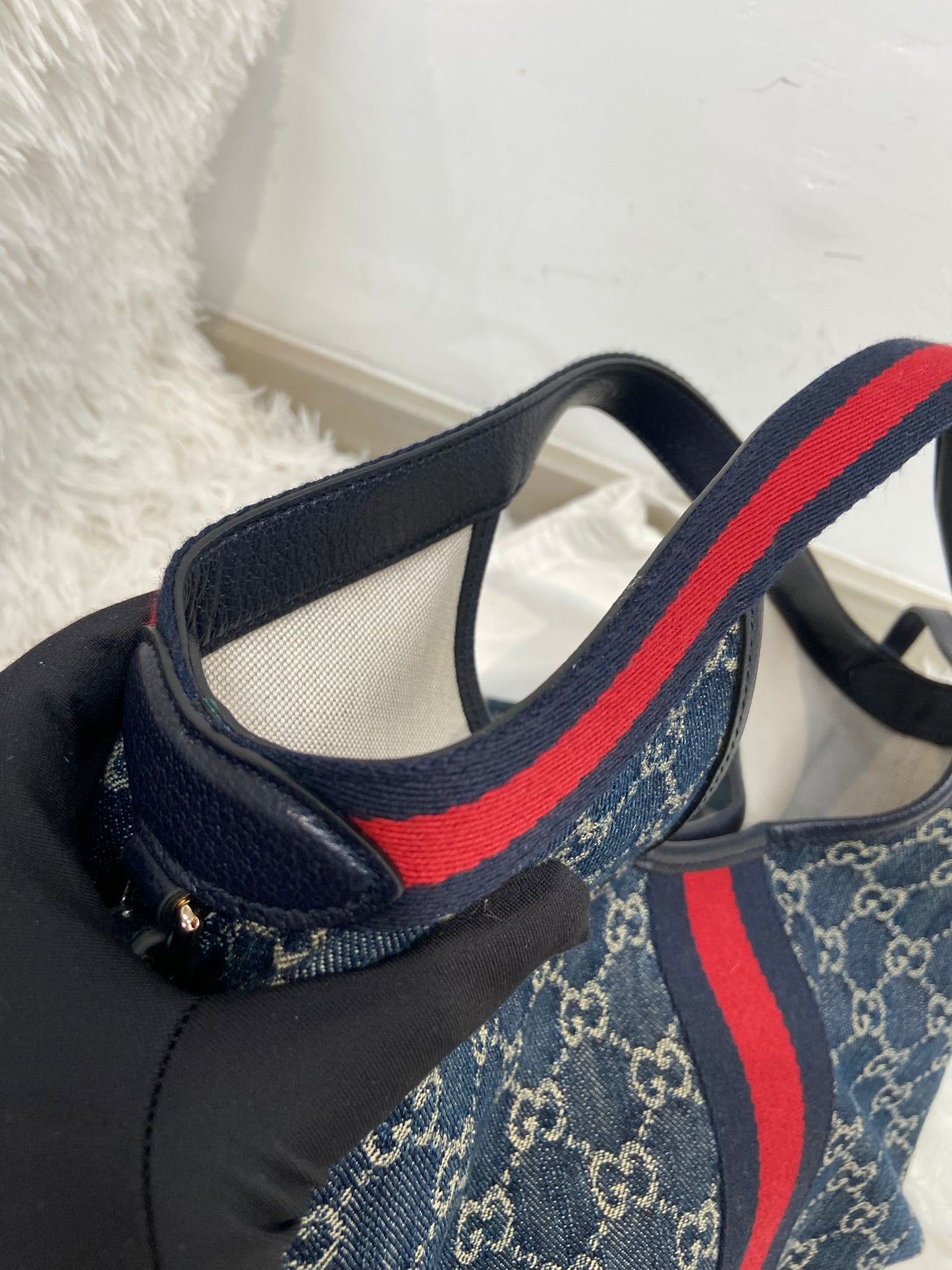 GUCCI Giglio tote 小號牛仔布 連pouch一套